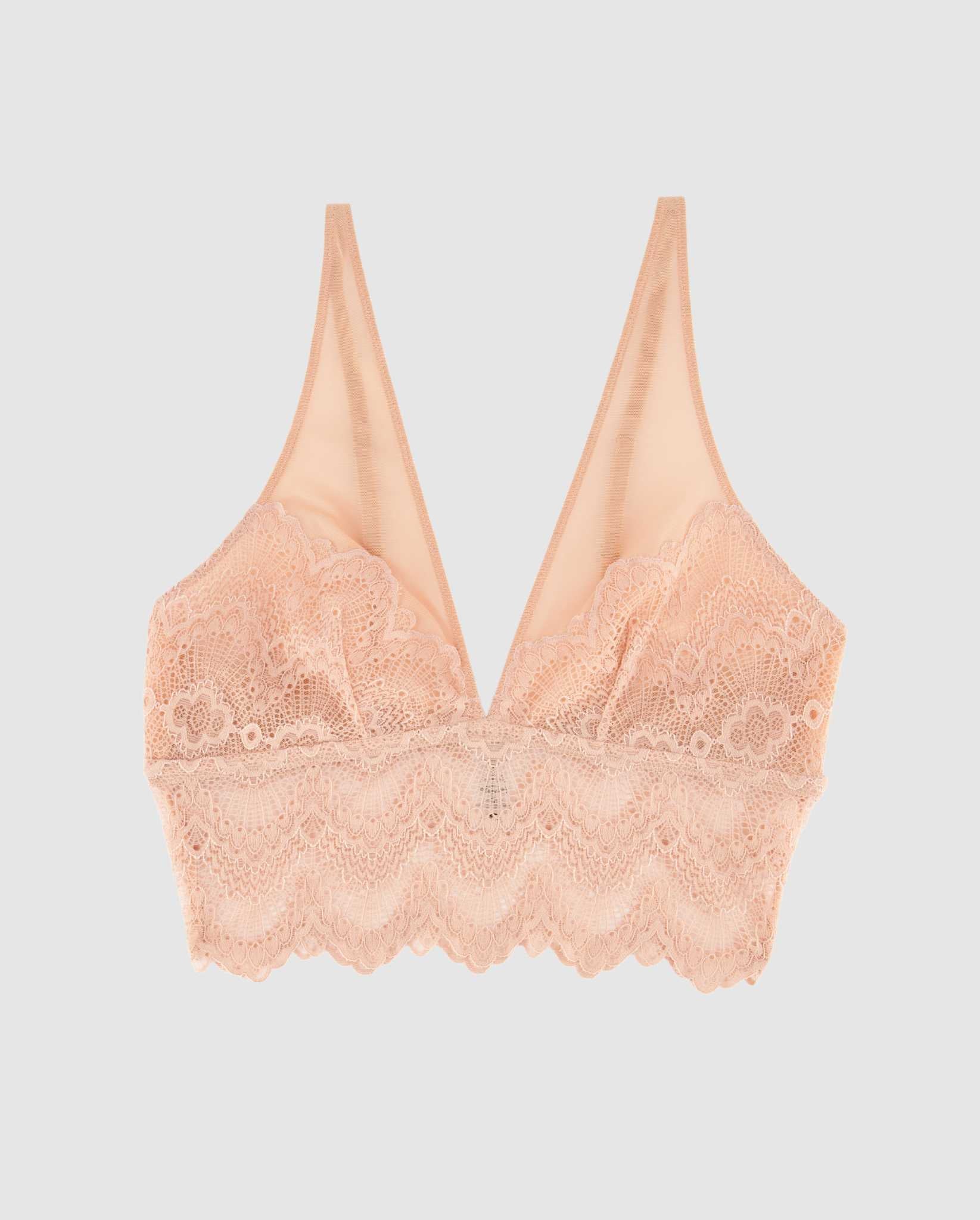 Lace Mesh Plunge Bralette Top Nude - Image 2