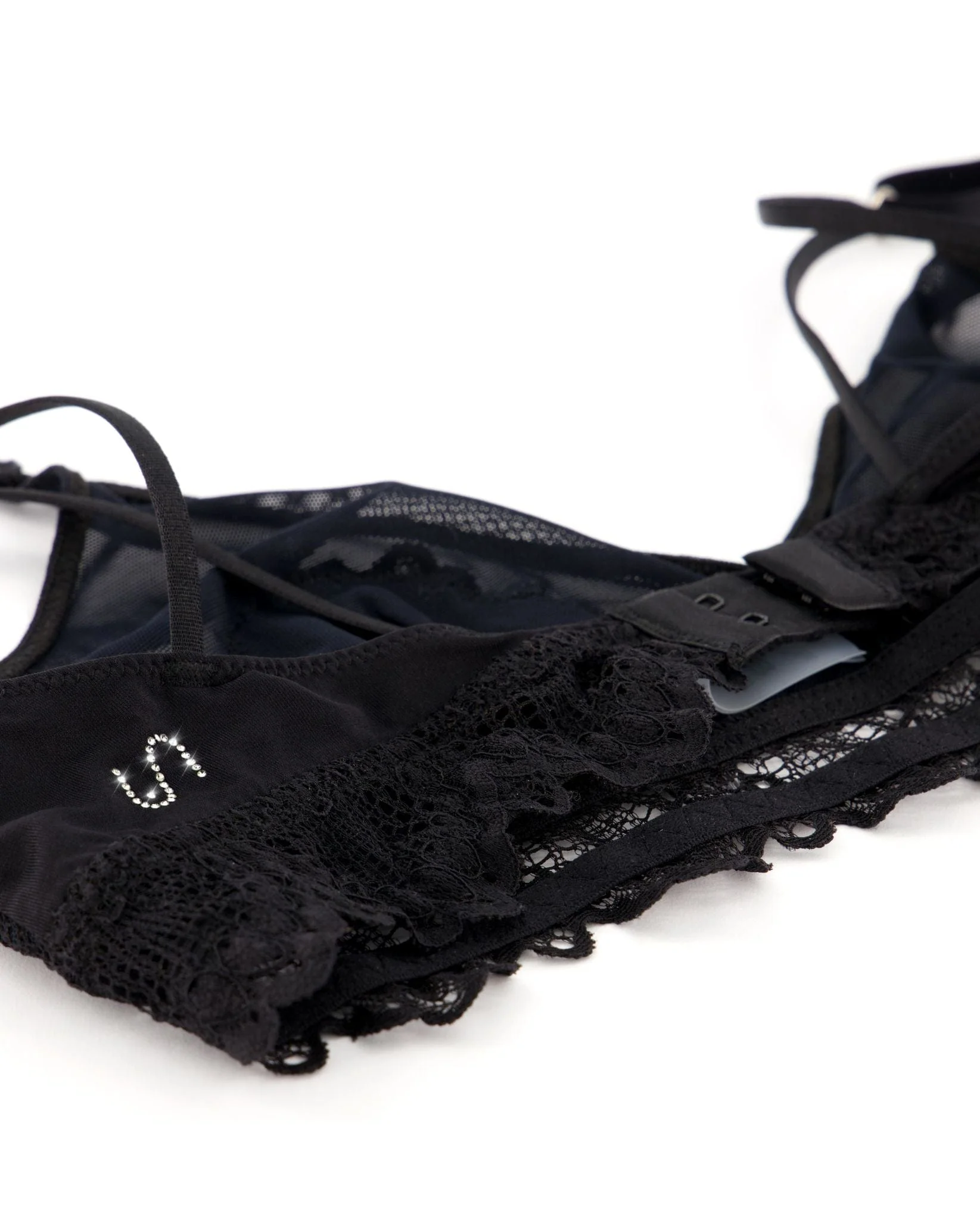 Lace Mesh Triangle Bralette Black - Image 12