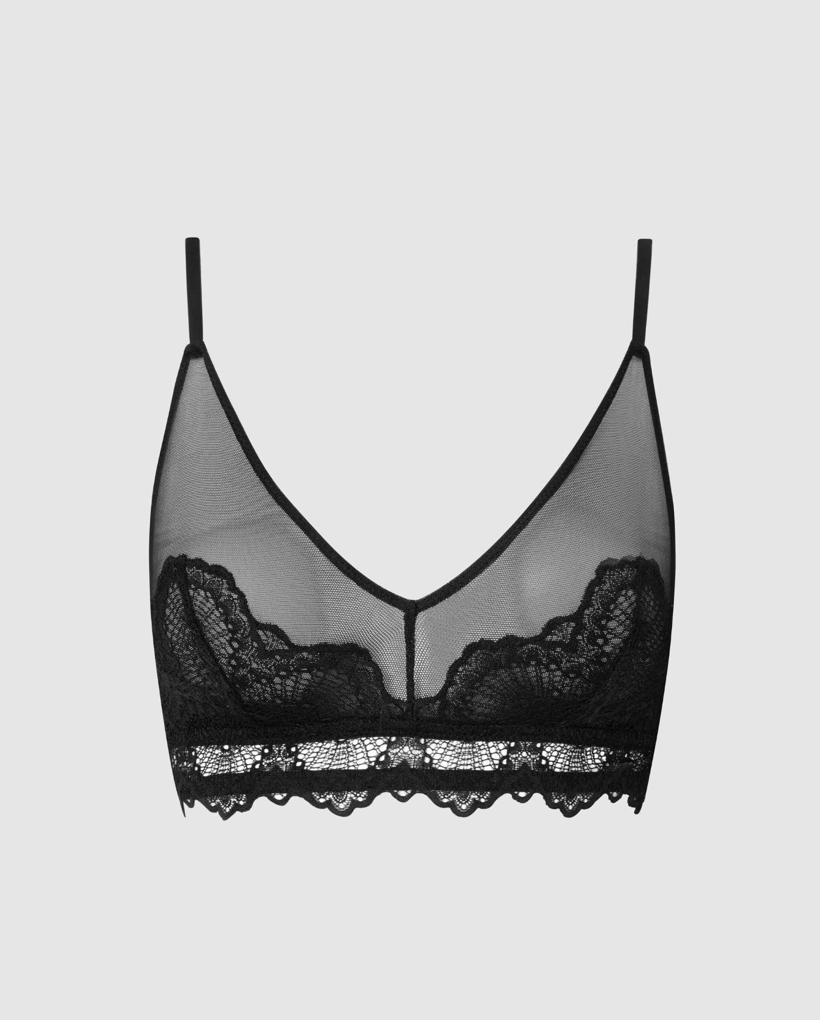 Lace Mesh Triangle Bralette Black - Image 2