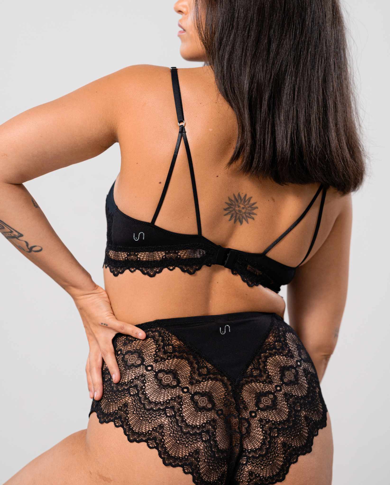 Lace Mesh Triangle Bralette Black - Image 7