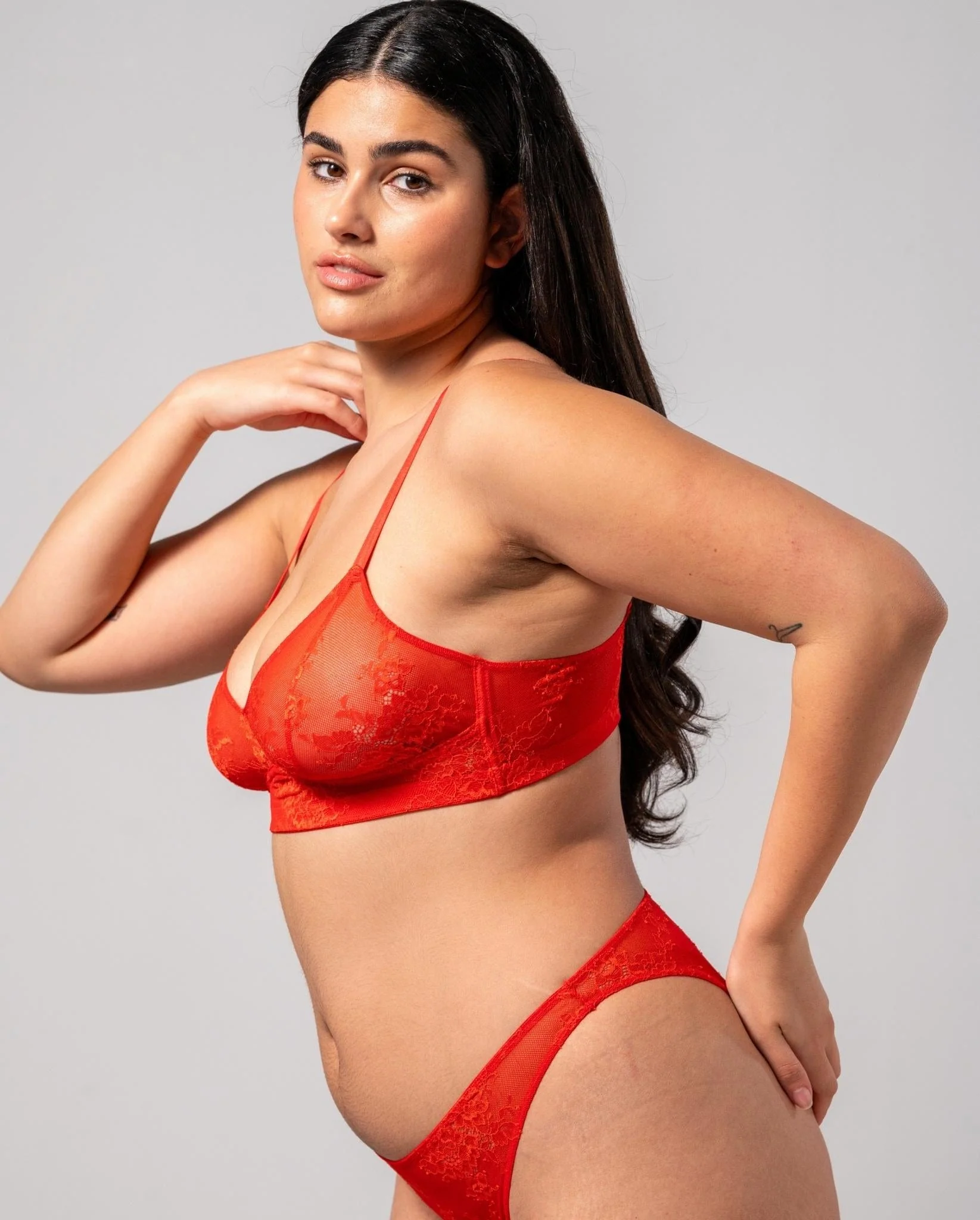 Floral Lace Balconette Fiery Red - Image 4