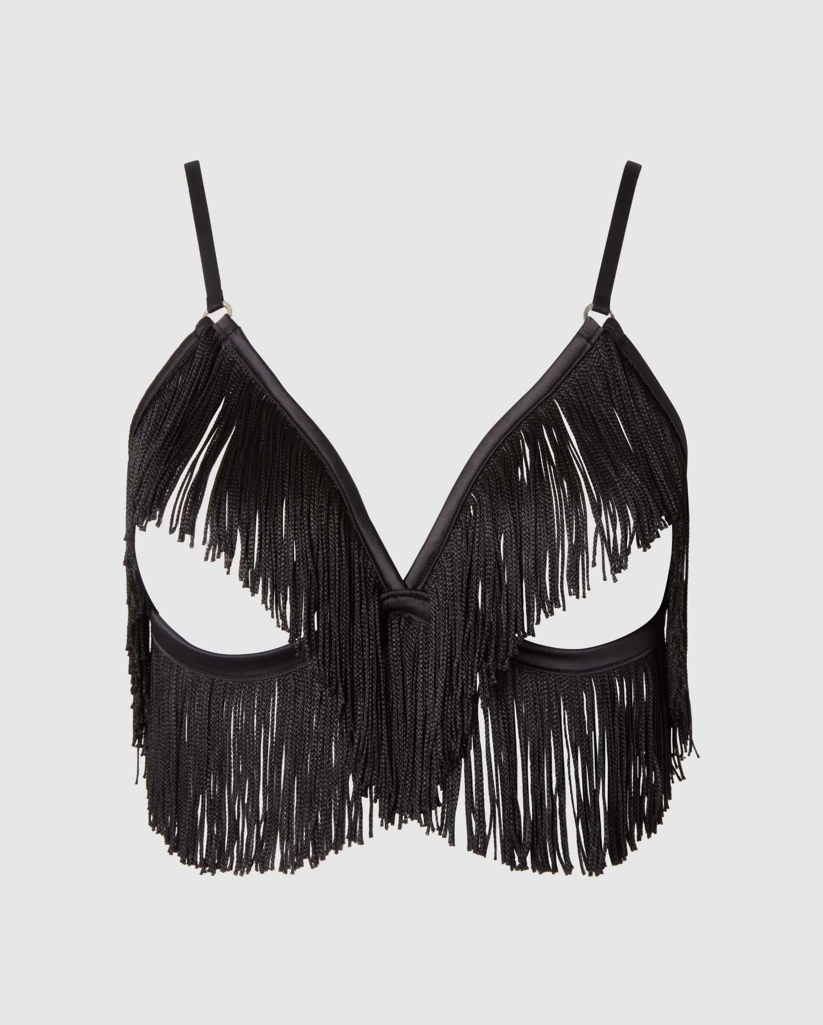 Fringe Triangle Bralette Black - Image 2
