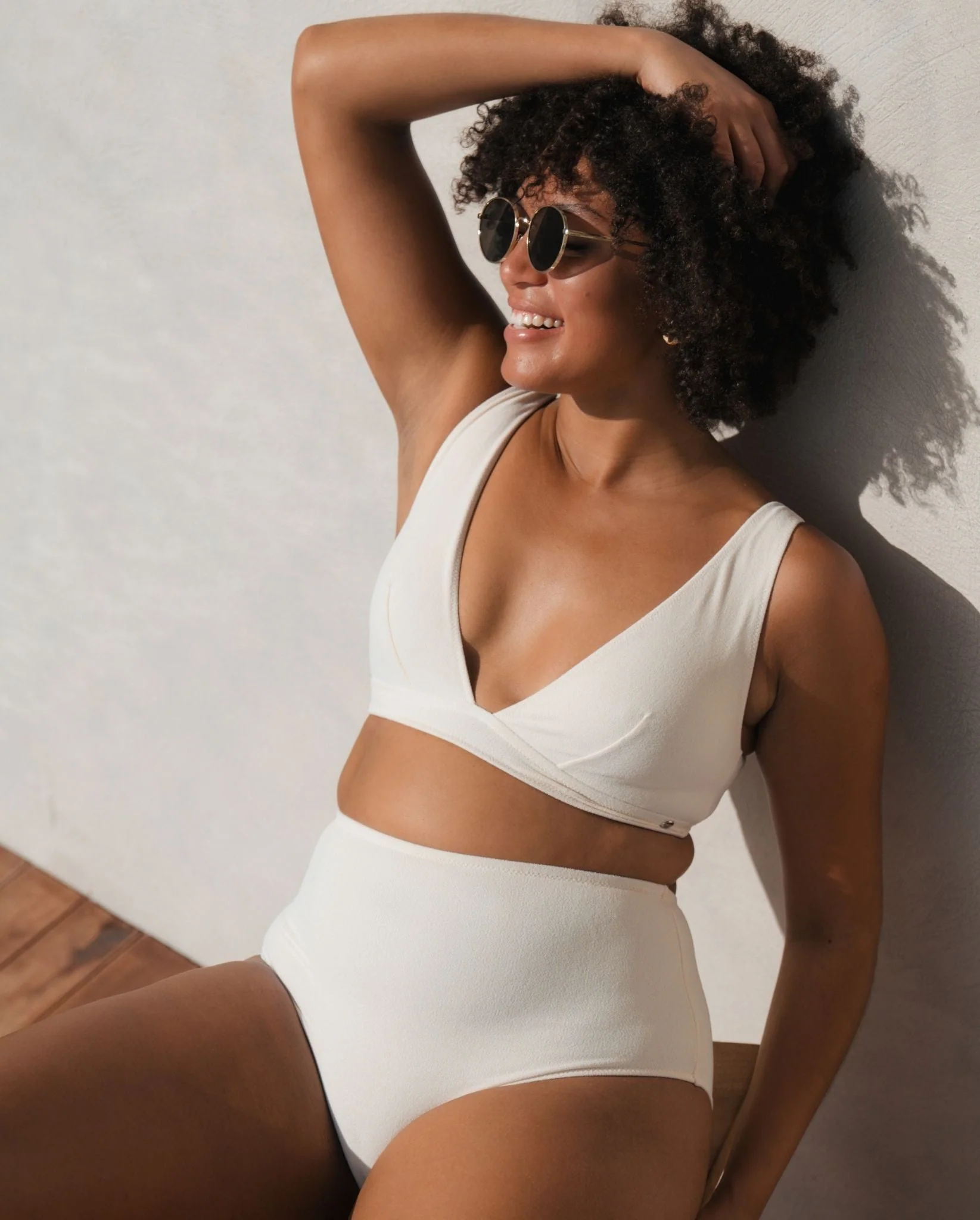 Highwaist Bikini Briefs Cream - Image 7