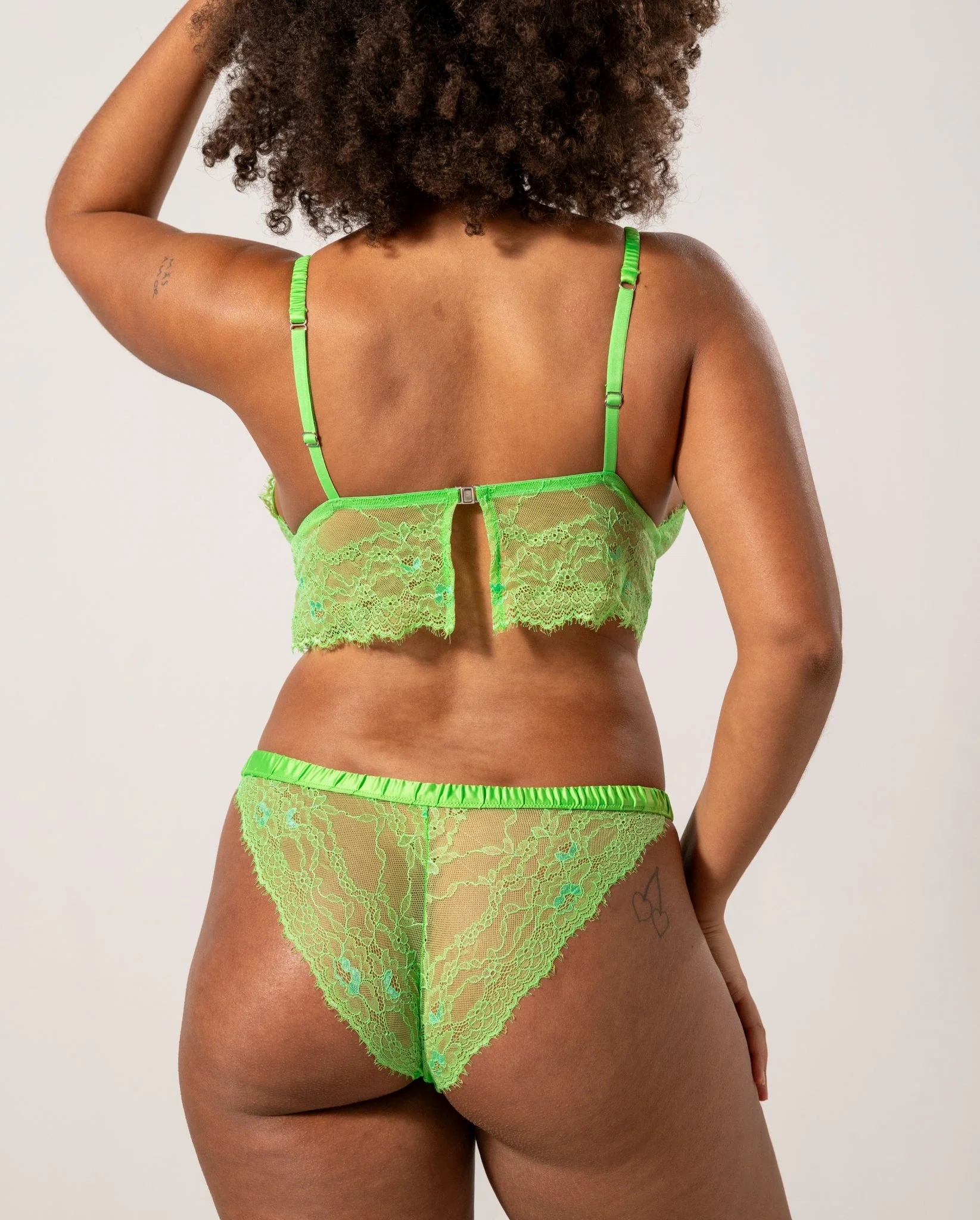 Lace Satin Bikini Tanga Mint Green - Image 4