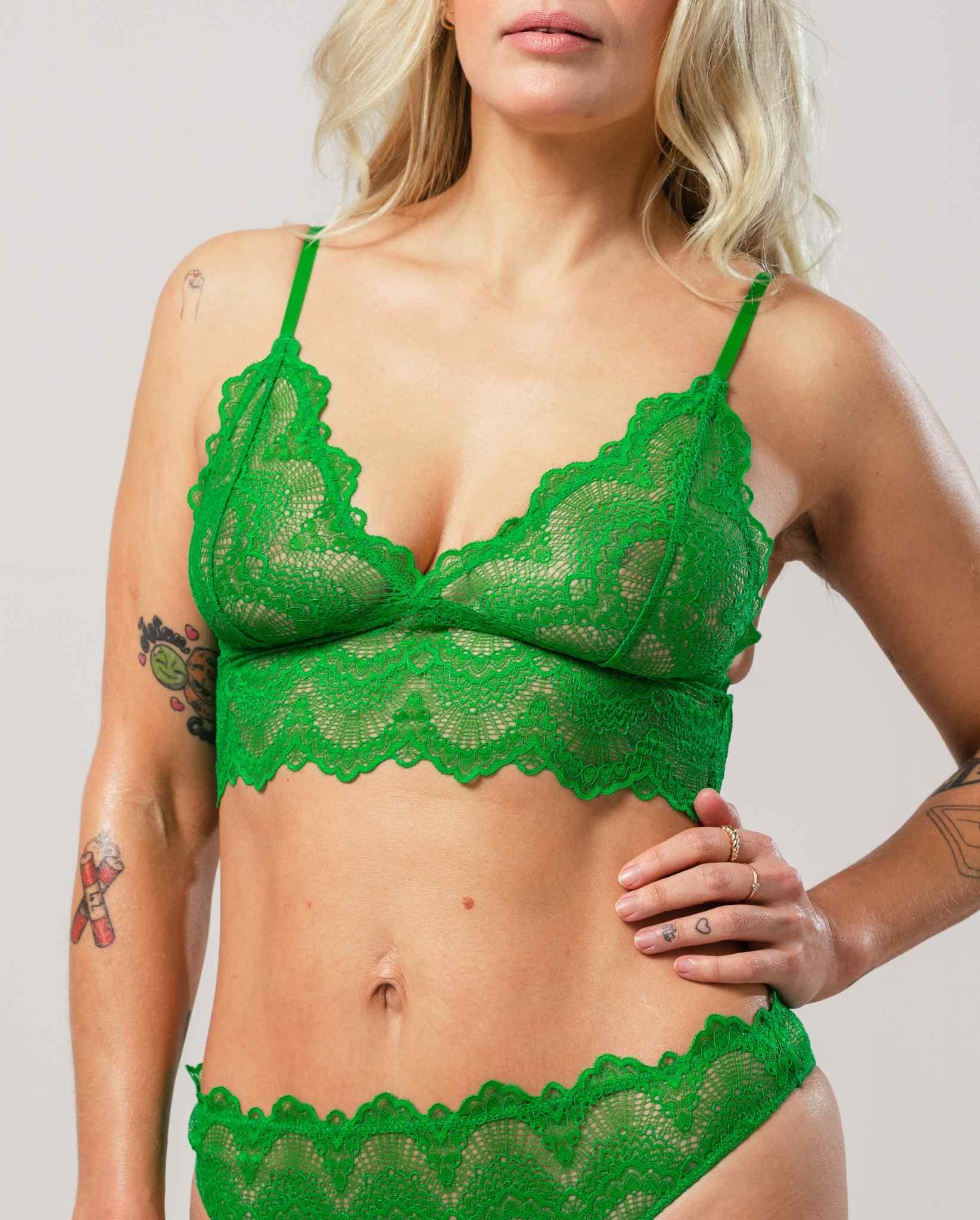 Lace Bralette Top Green Ivy - Image 5