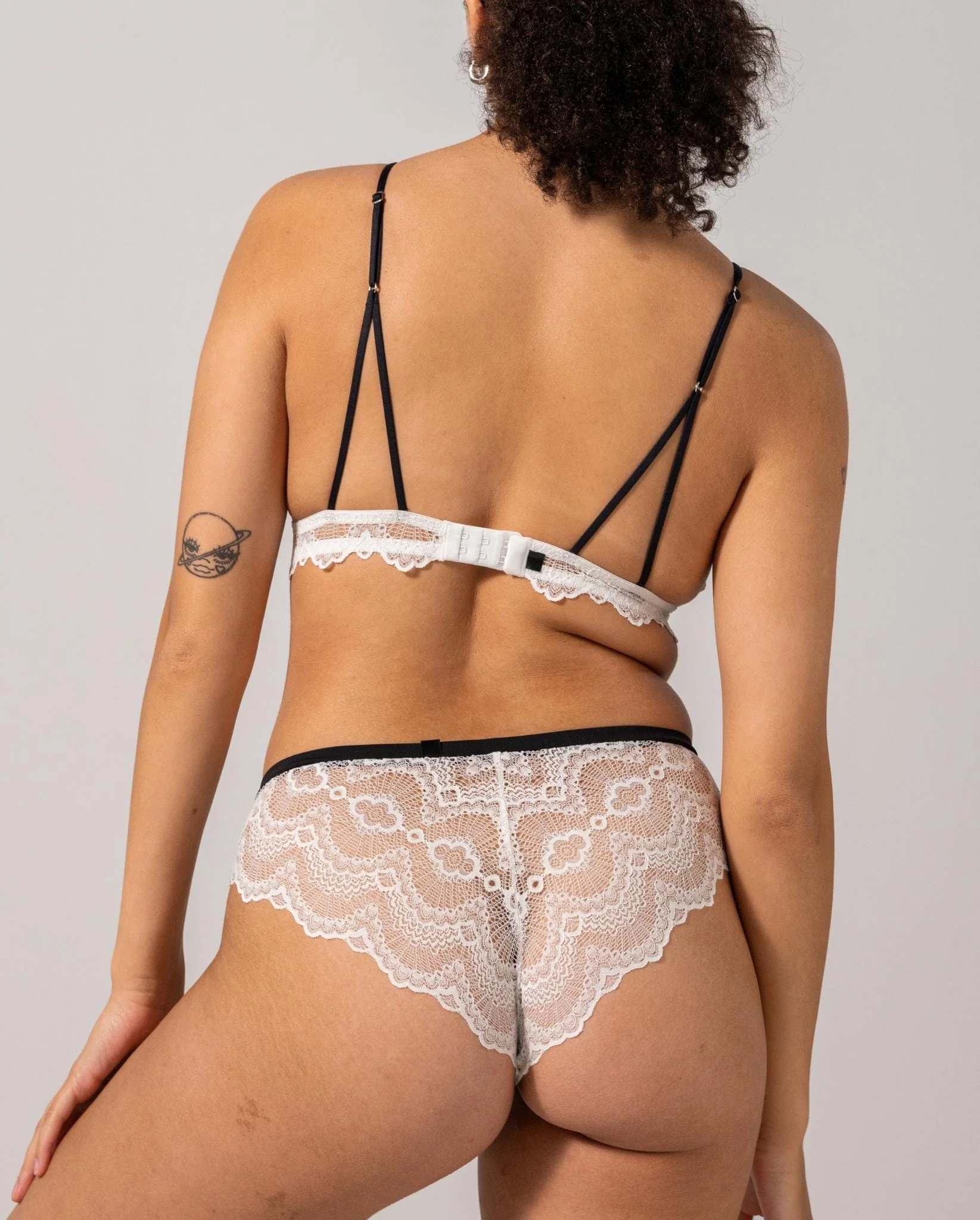 Lace Cheeky White/Black - Image 4