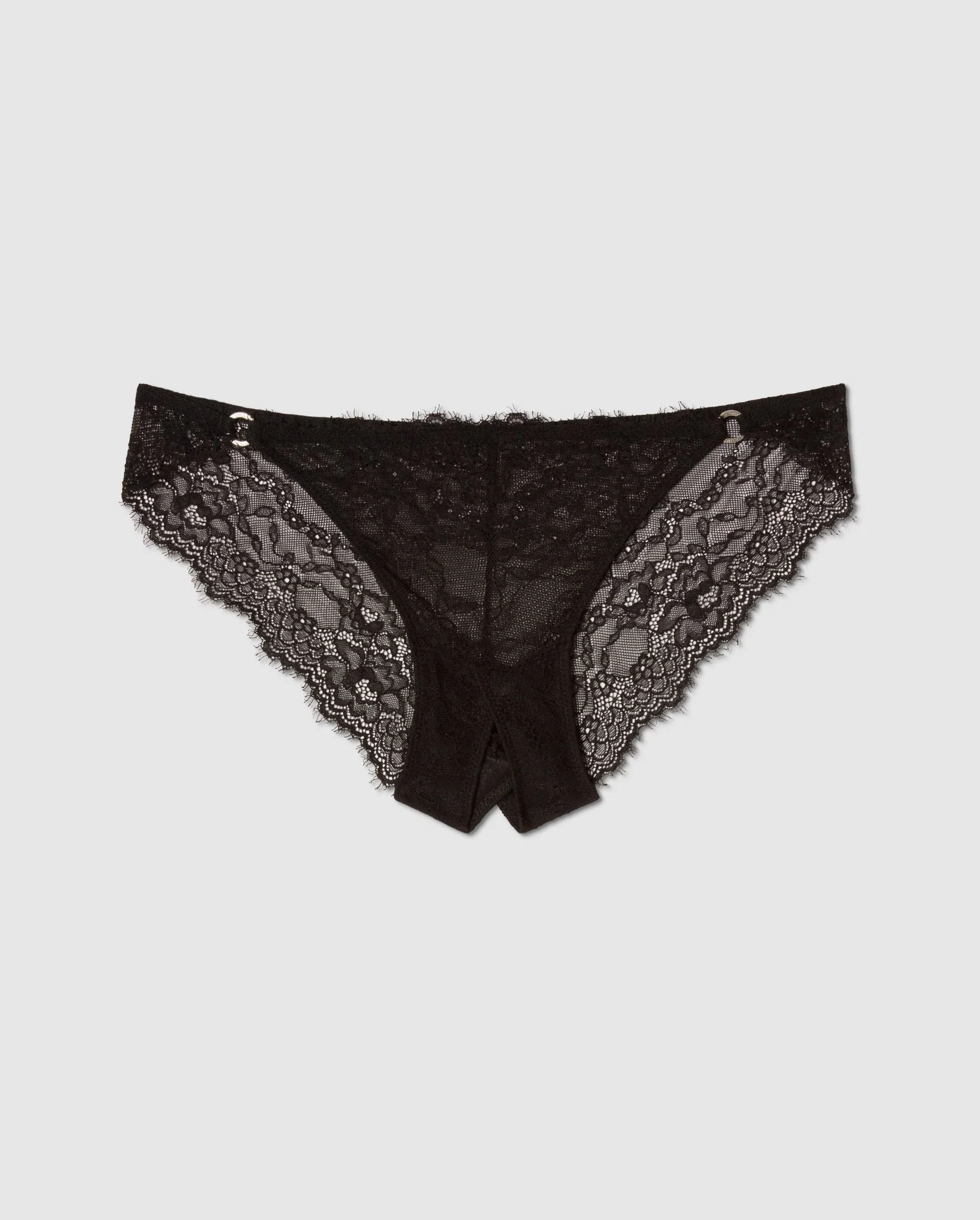 Lace Crotchless Tanga Briefs Black - Image 2