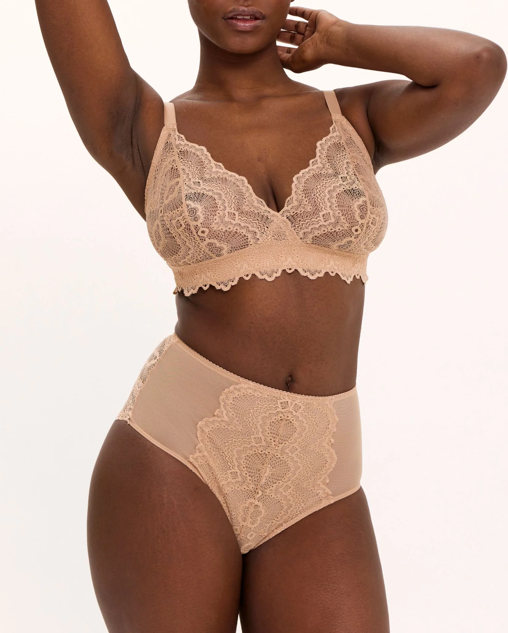 Lace Highwaist Briefs Warm Nude - Image 5