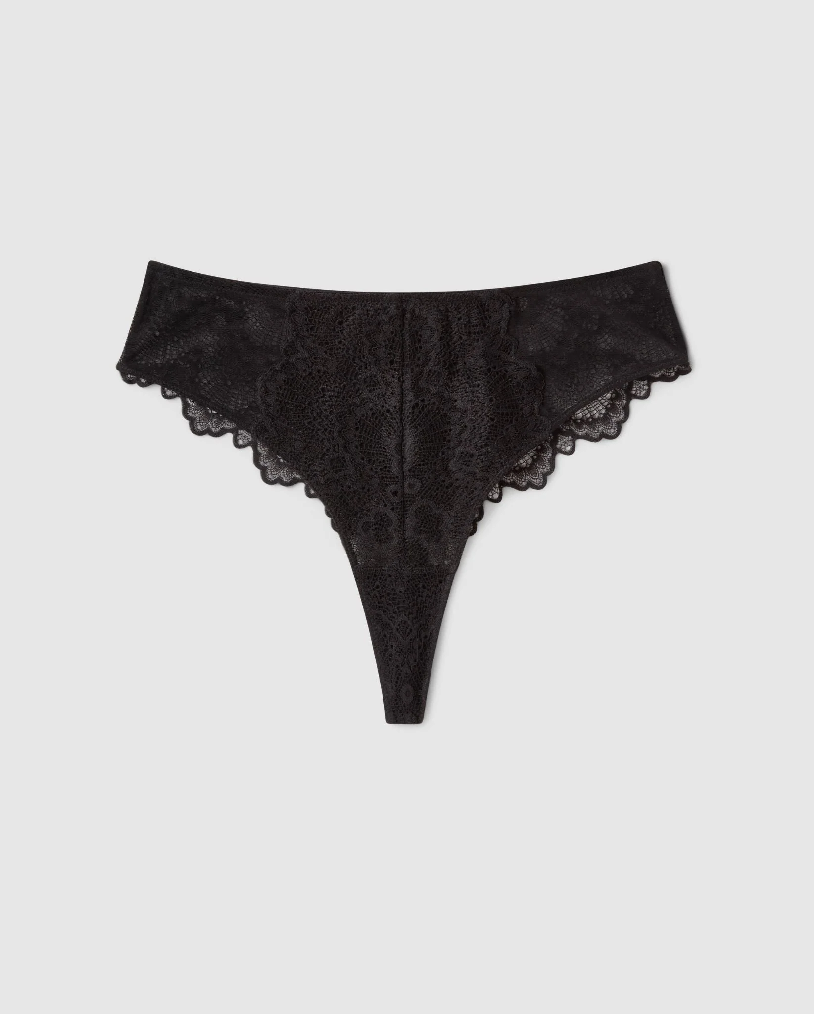 Lace Mesh High Cut Thong Black - Image 2