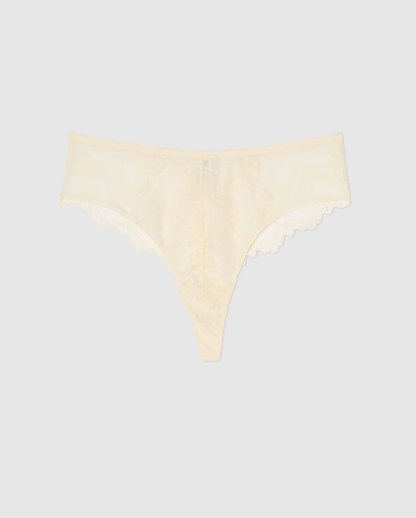 Lace Mesh High Cut Thong Cream - Image 2