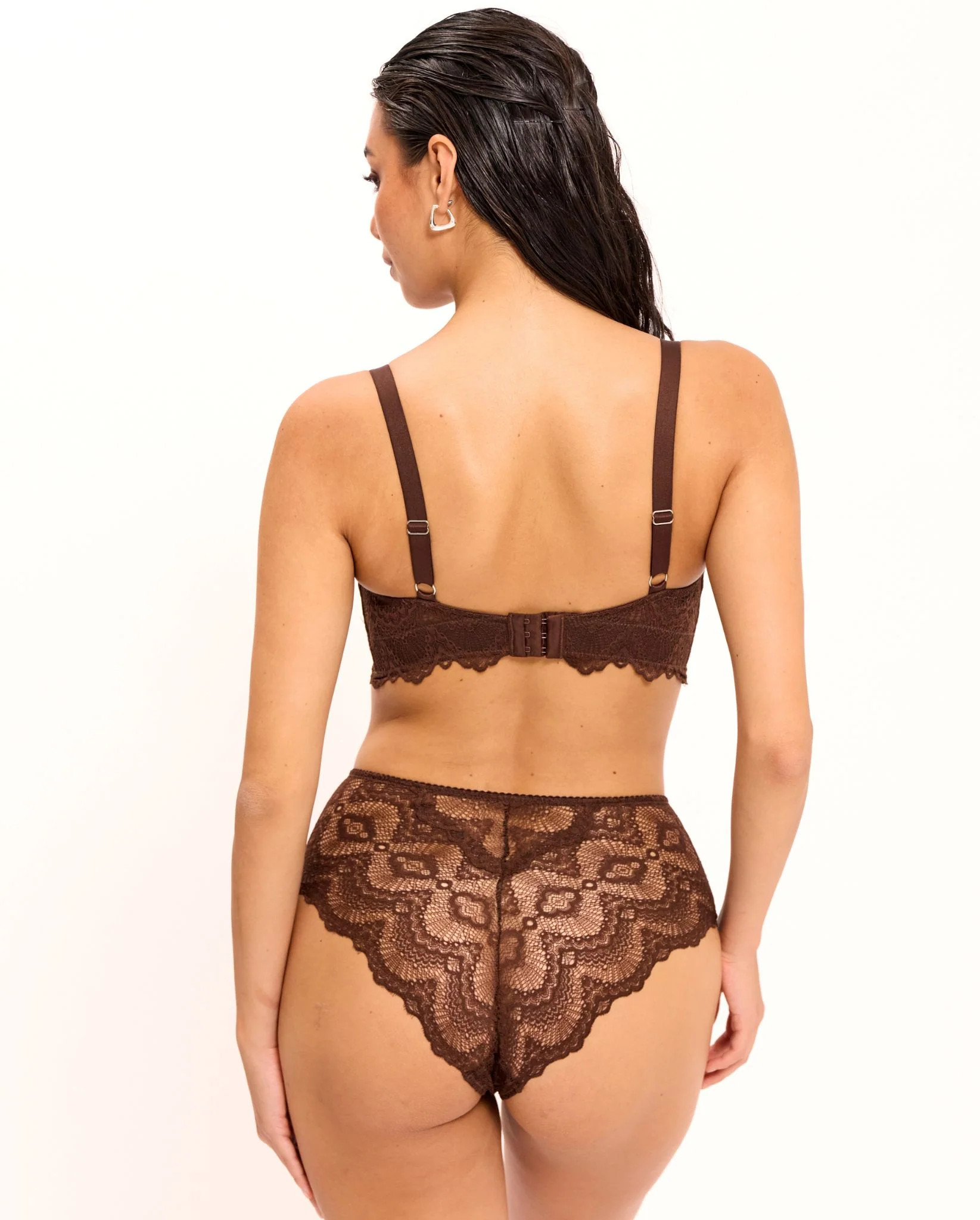 Lace Highwaist Briefs Coffee - Image 4