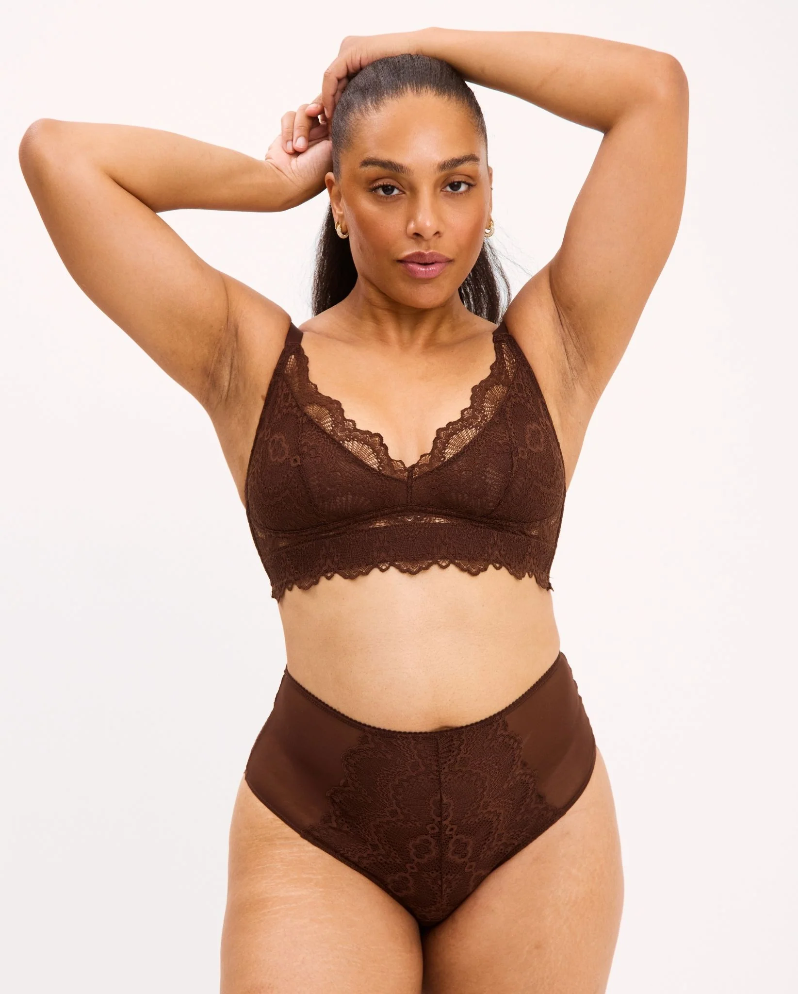 Lace Highwaist Briefs Coffee - Image 9