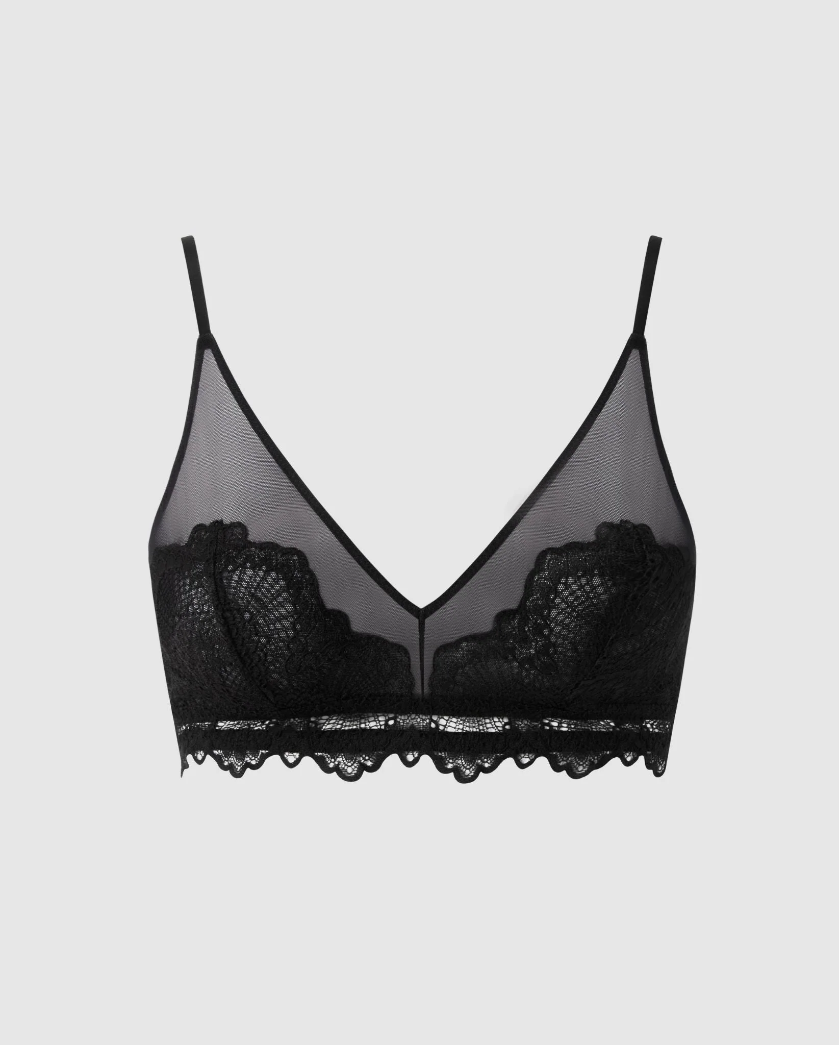 Lace Mesh Triangle Bralette Black - Image 2