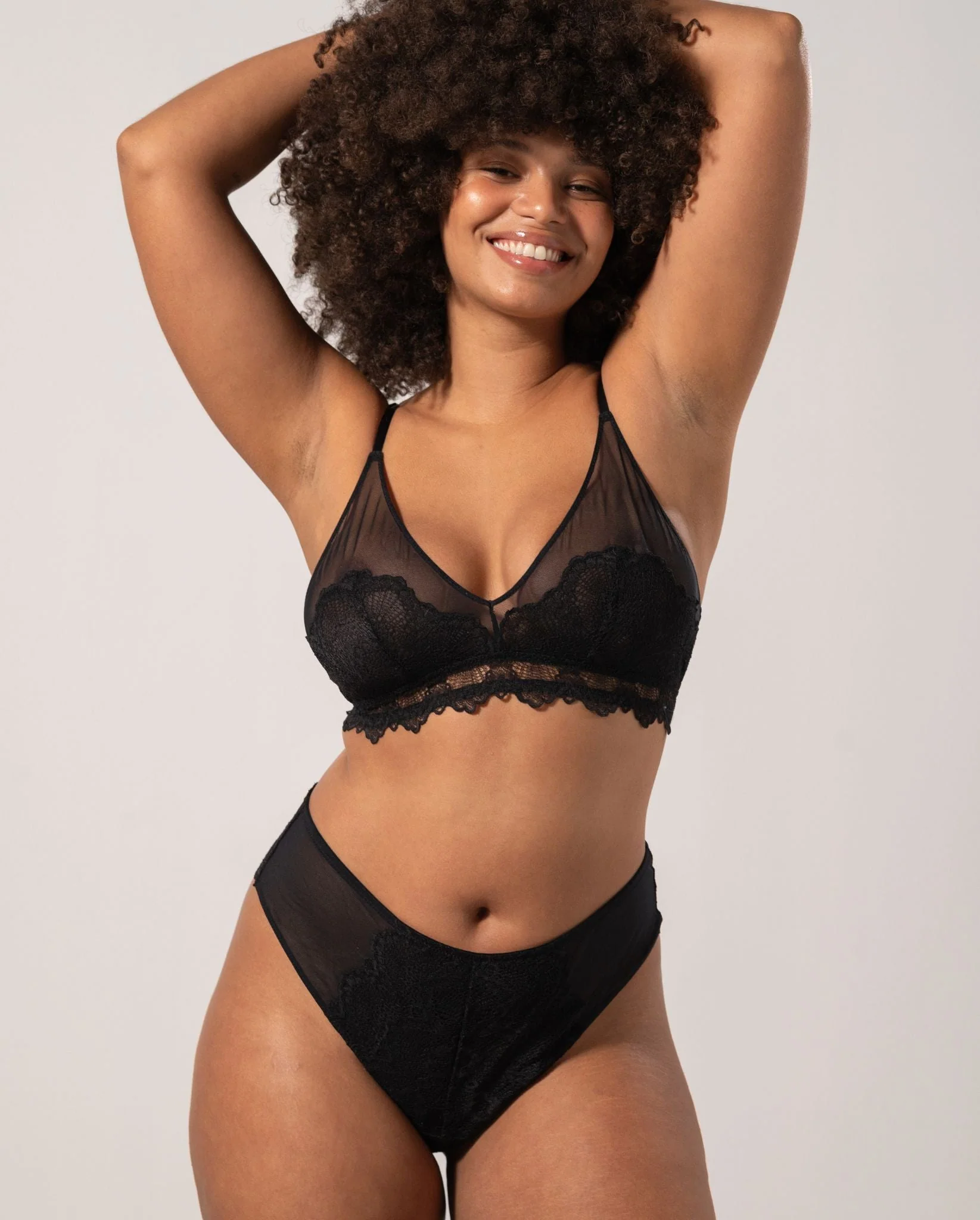 Lace Mesh Triangle Bralette Black - Image 7