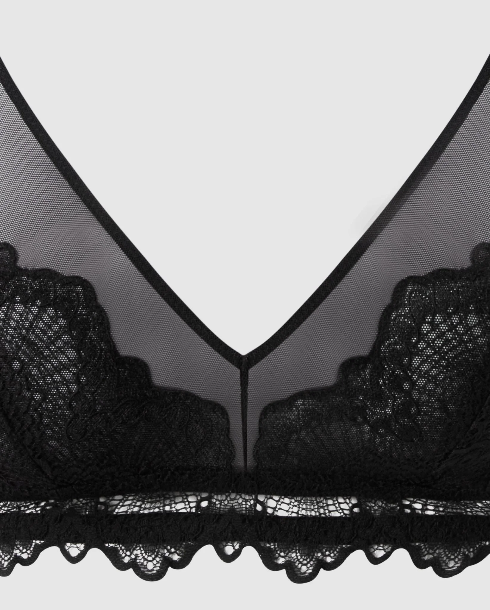 Lace Mesh Triangle Bralette Black - Image 9