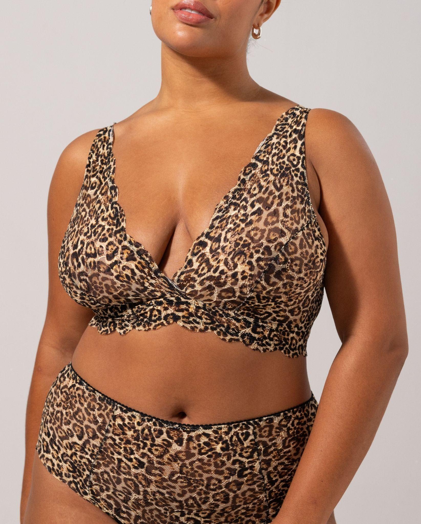 Lace Plunge Bralette Leopard - Image 5