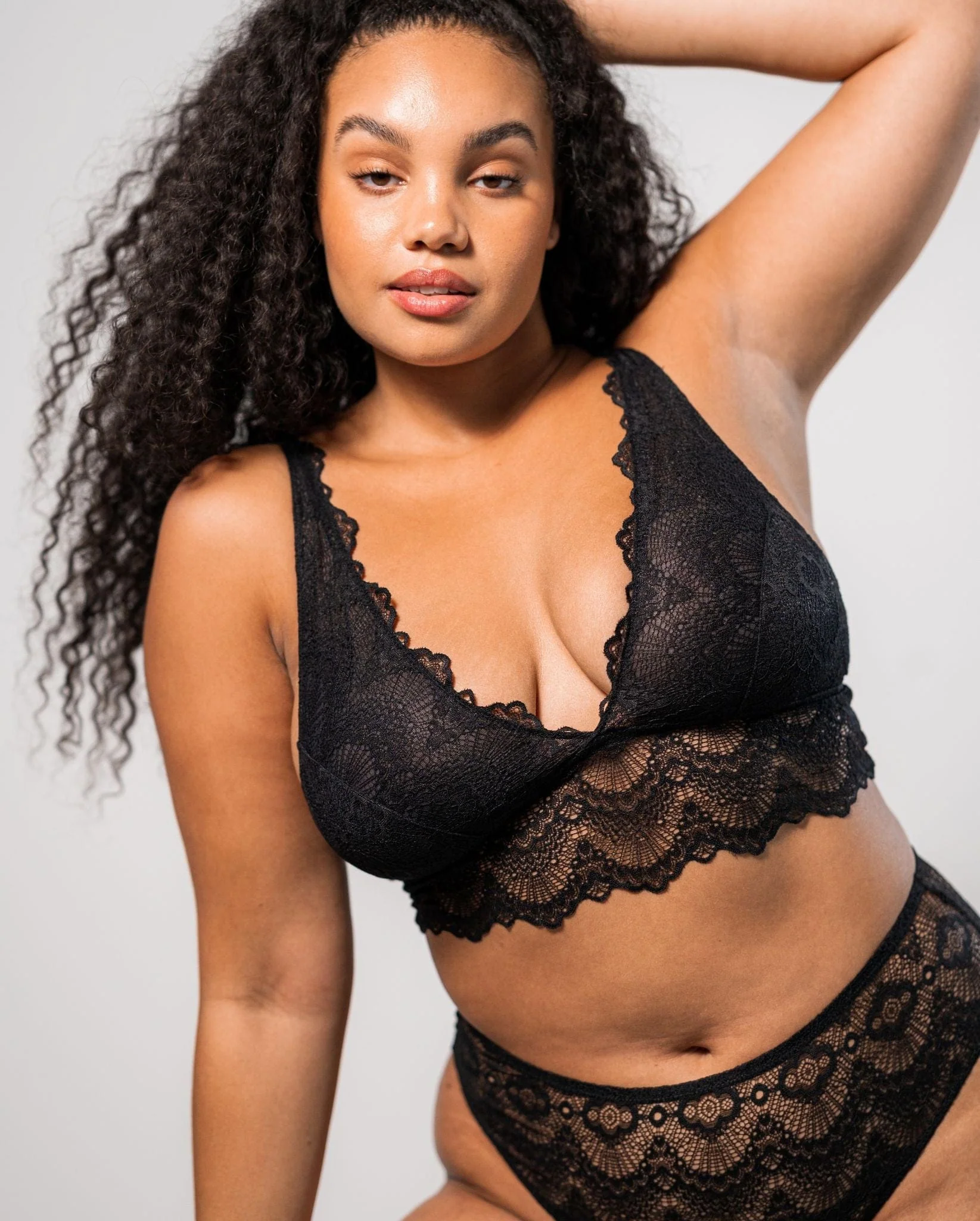 Lace Plunge Bralette Top Black - Image 6