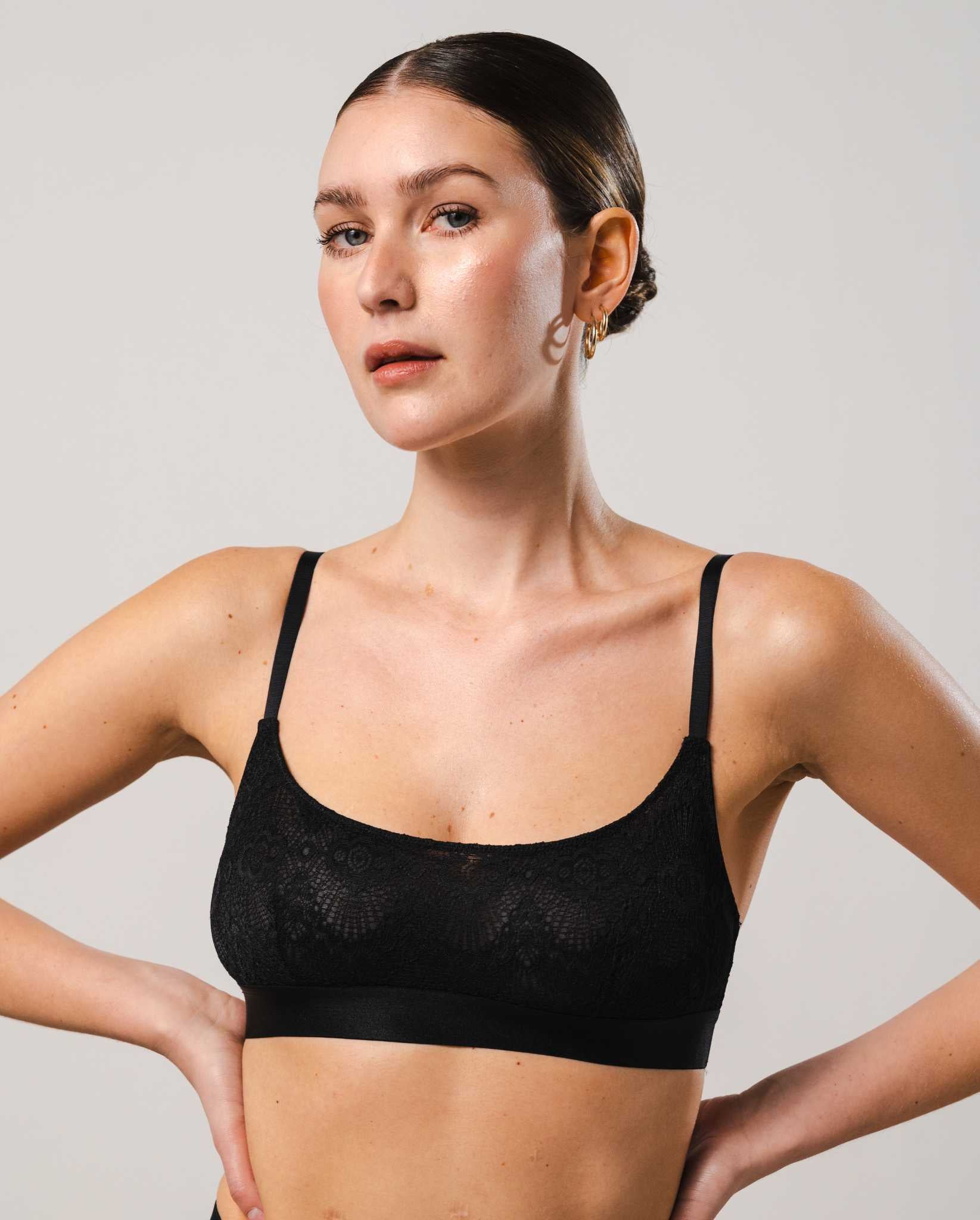 Lace Scoop Bralette Black