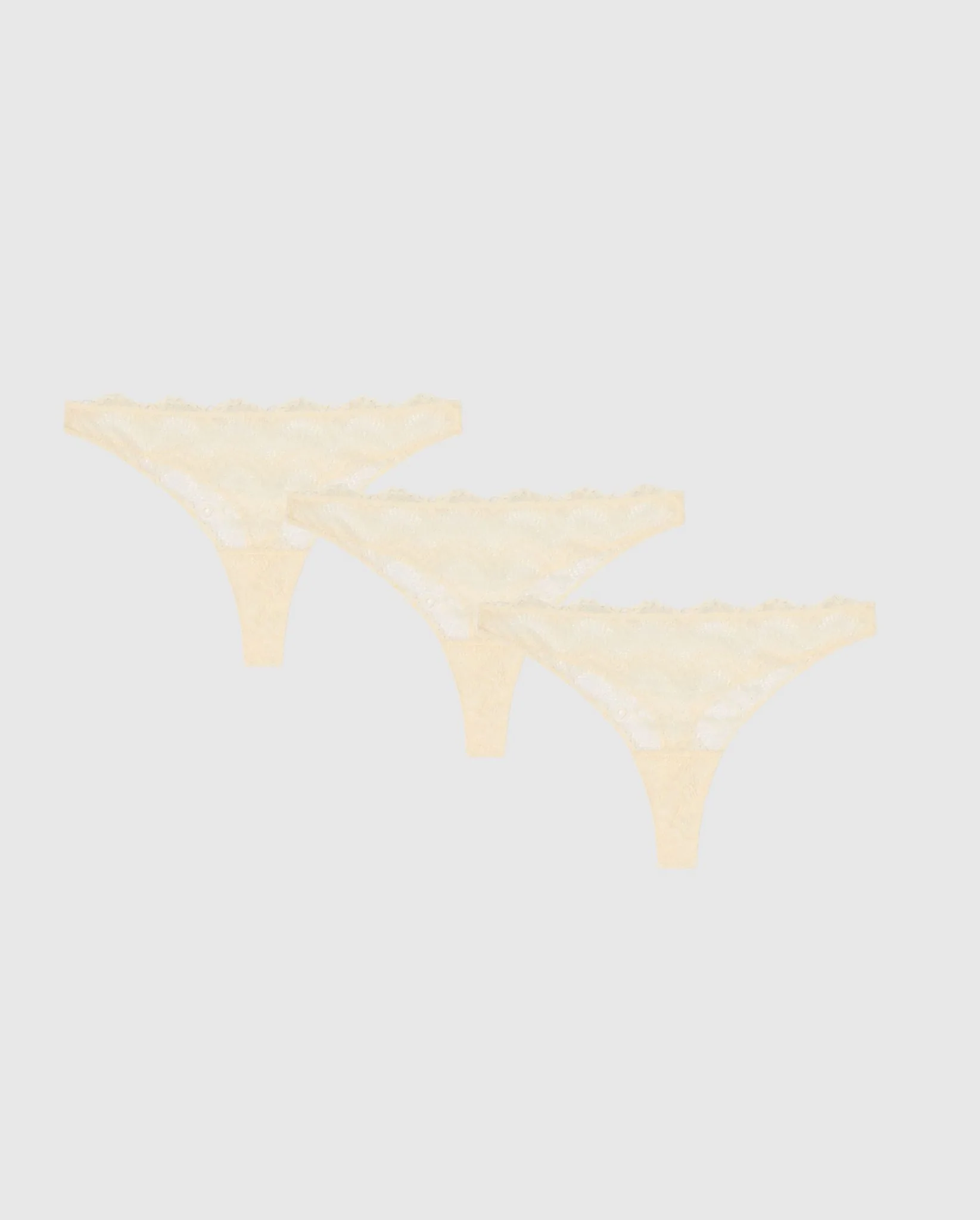 Lace Thong 3-Pack Cream