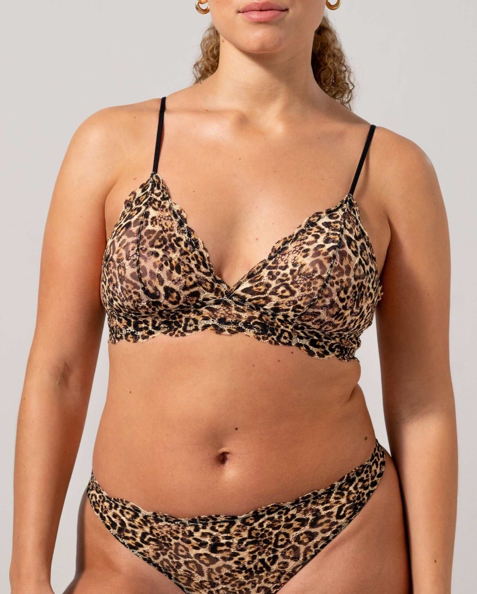 Lace Triangle Bralette Leopard - Image 4
