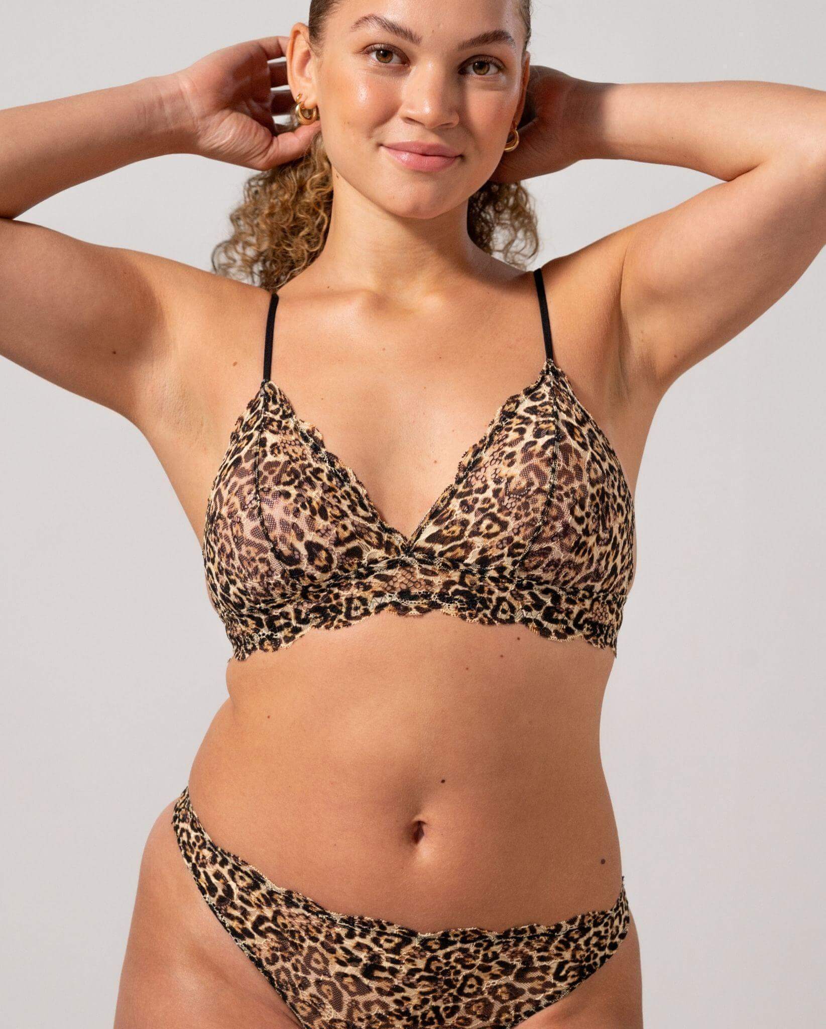 Lace Triangle Bralette Leopard - Image 6