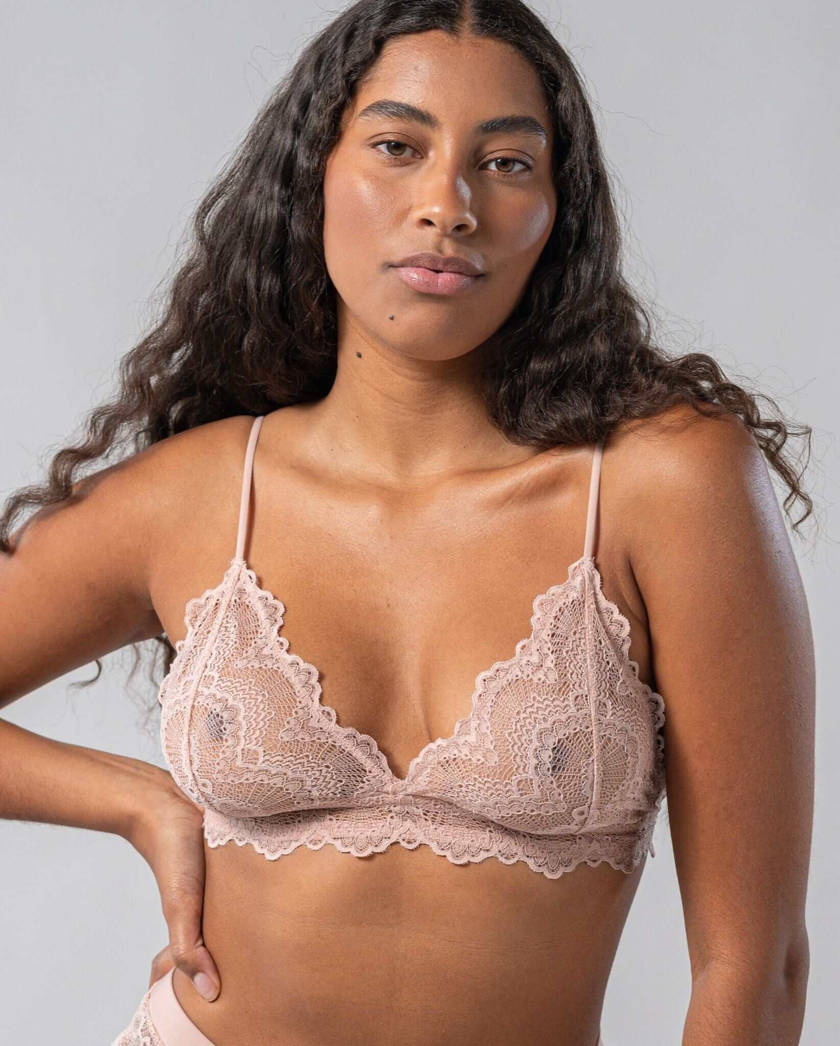 Lace Triangle Bralette Nude - Image 5