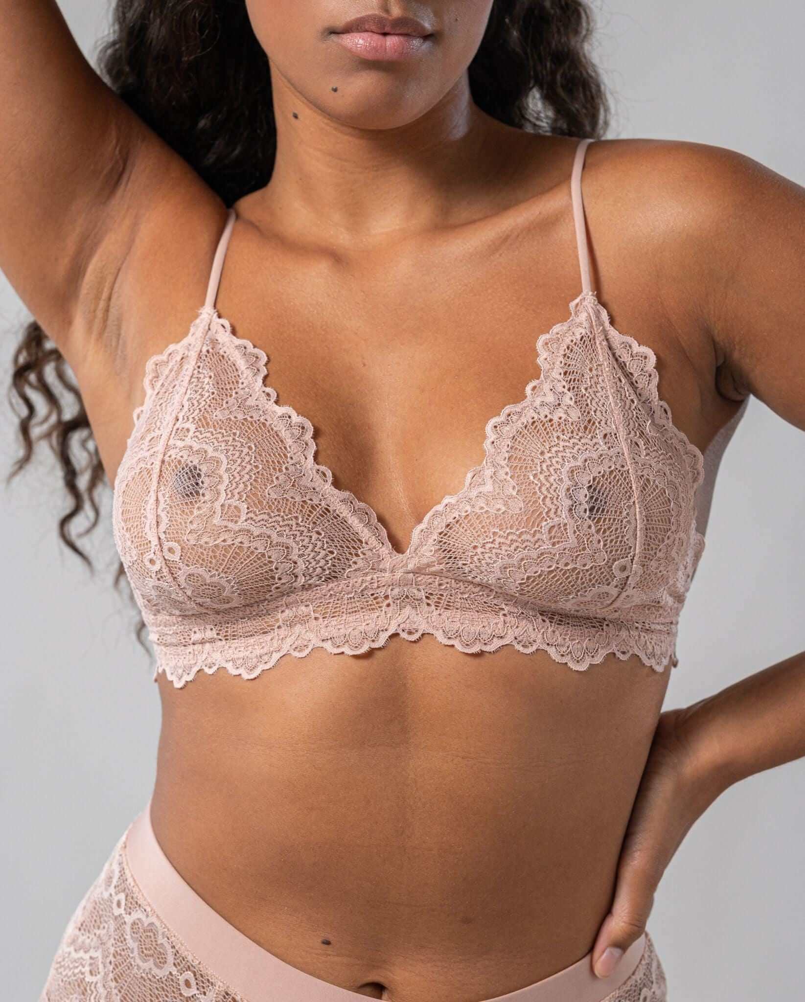 Lace Triangle Bralette Nude - Image 6
