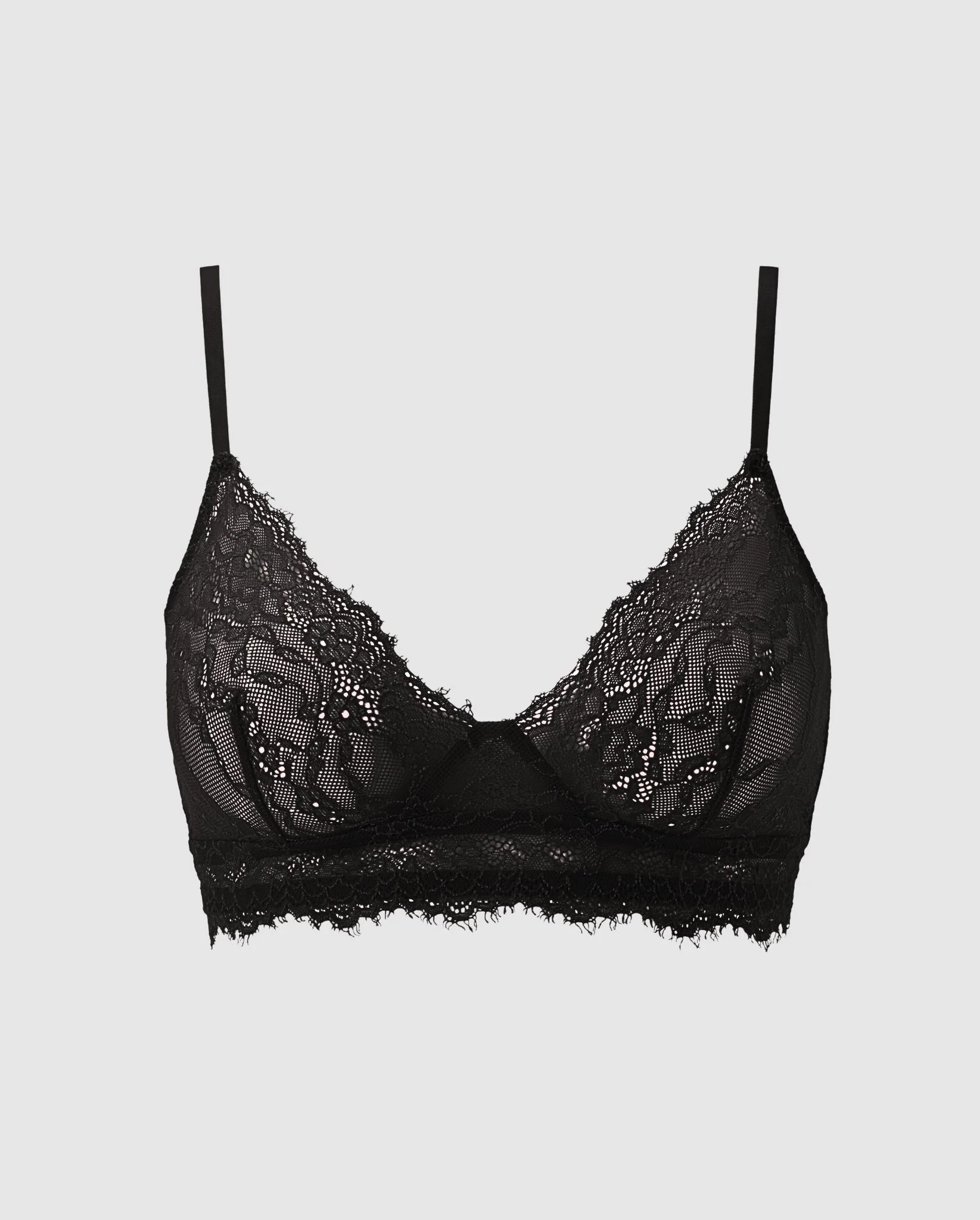 Lace Triangle Scoop Bralette Black - Image 2