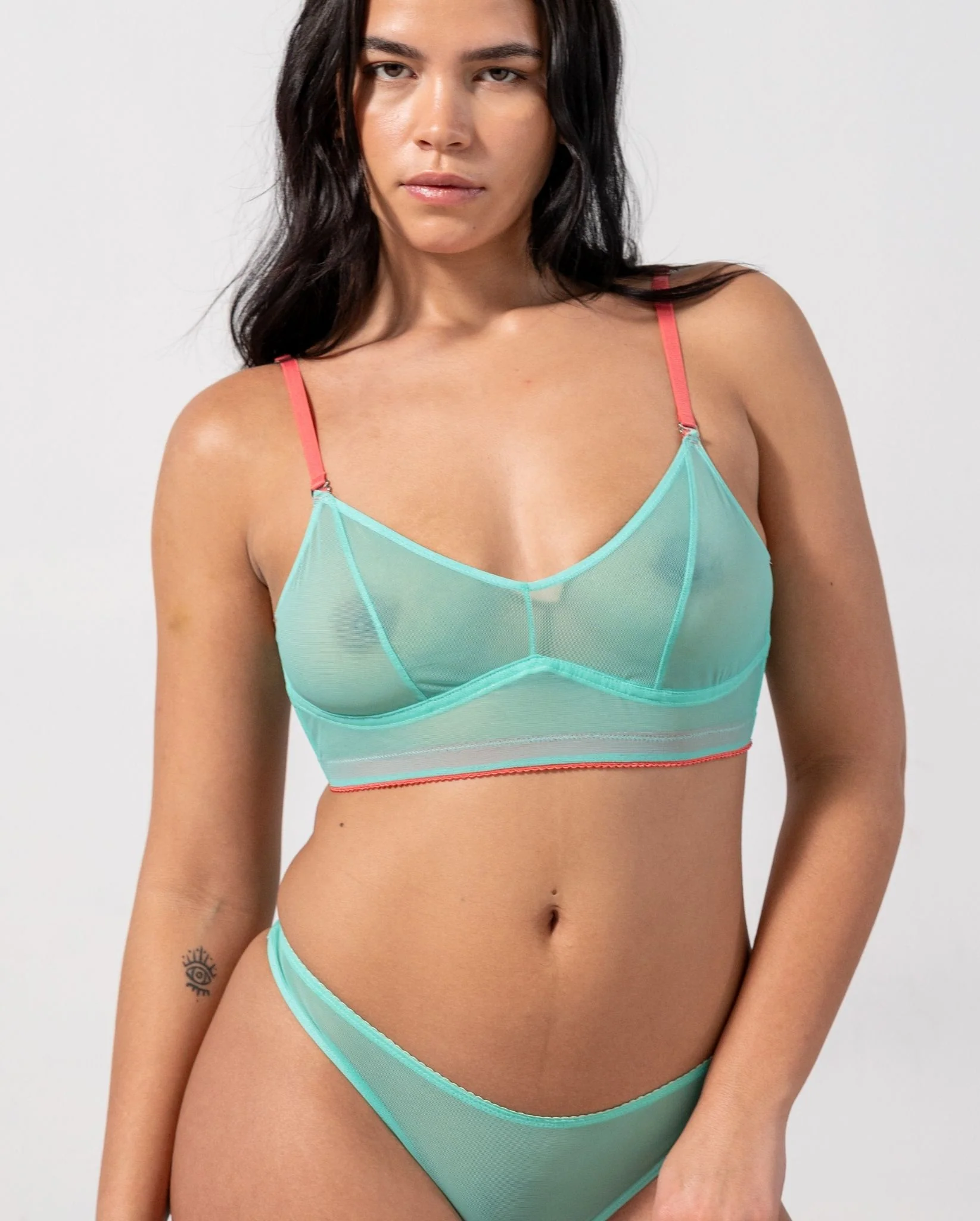 Mesh Balconette Turquoise/Coral - Image 7
