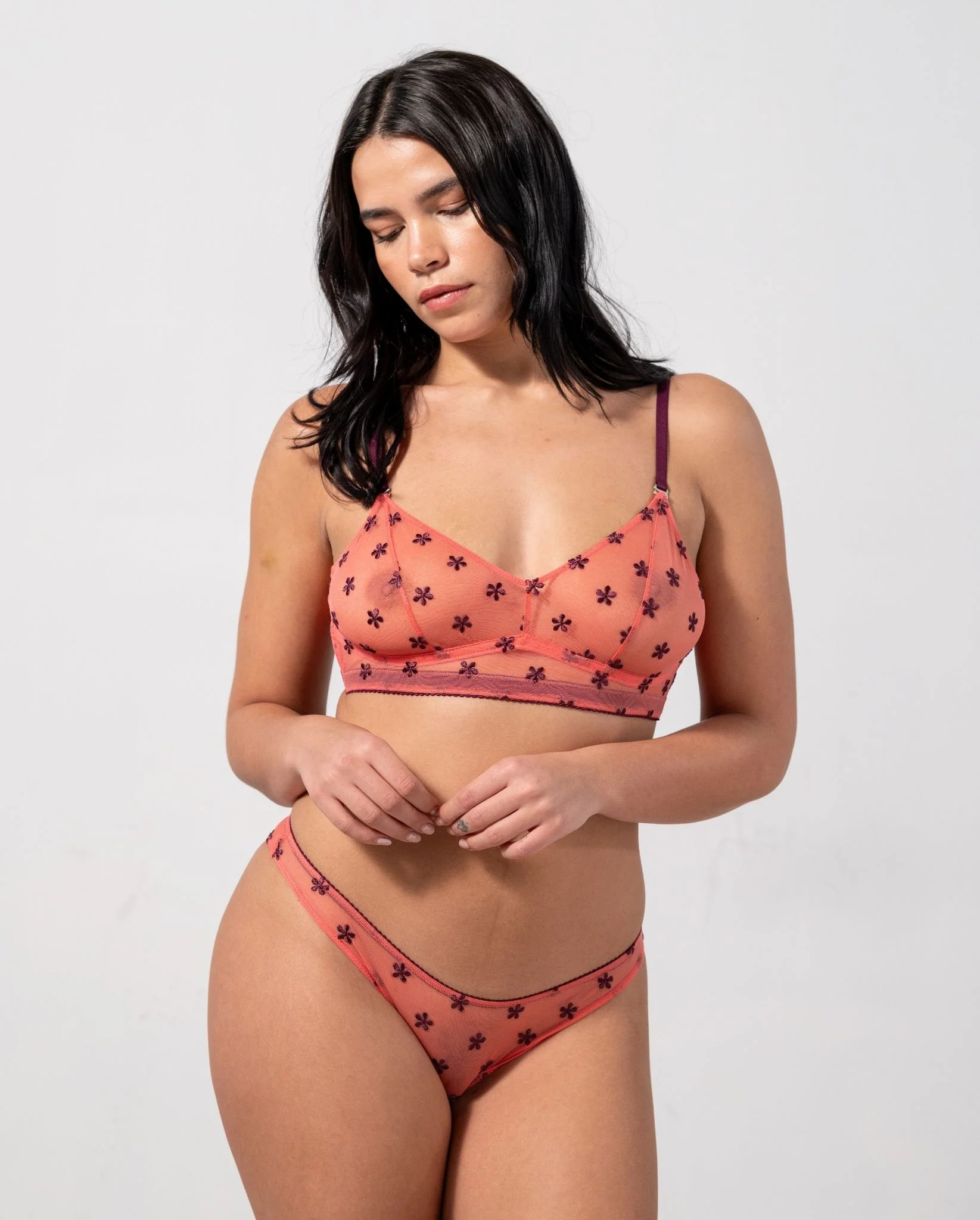 Mesh Bikini Briefs Coral/Cherry - Image 5