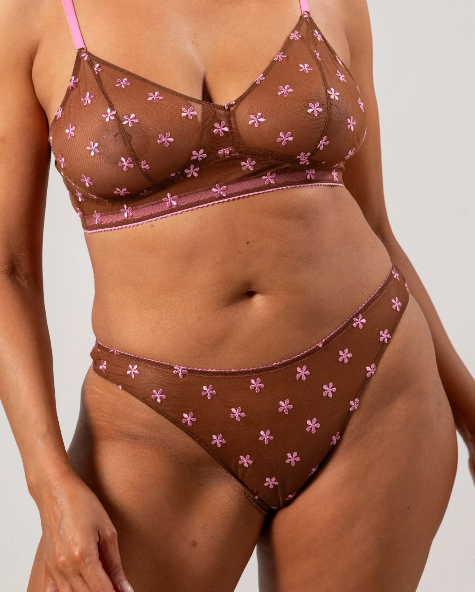 Mesh Bikini Briefs Mocha/Candy Pink - Image 6