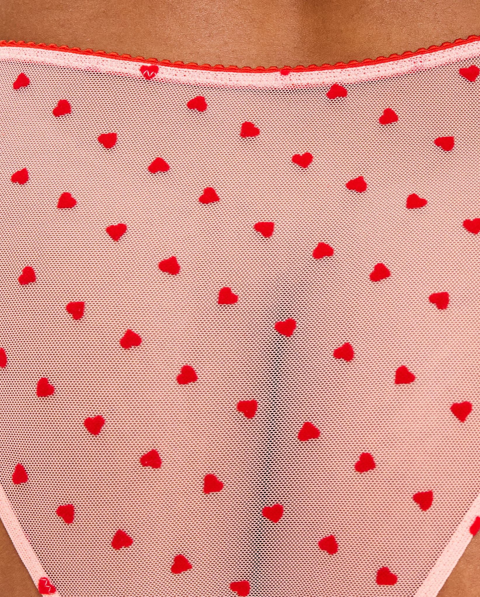 Mesh Bikini Briefs Pale Pink/Deep Red - Image 5