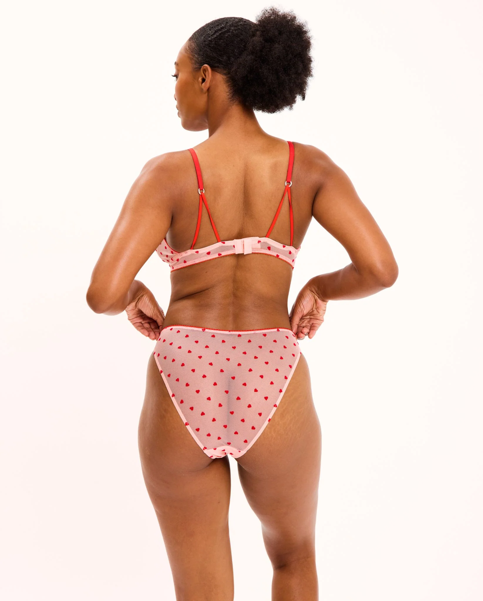 Mesh Bikini Briefs Pale Pink/Deep Red - Image 6