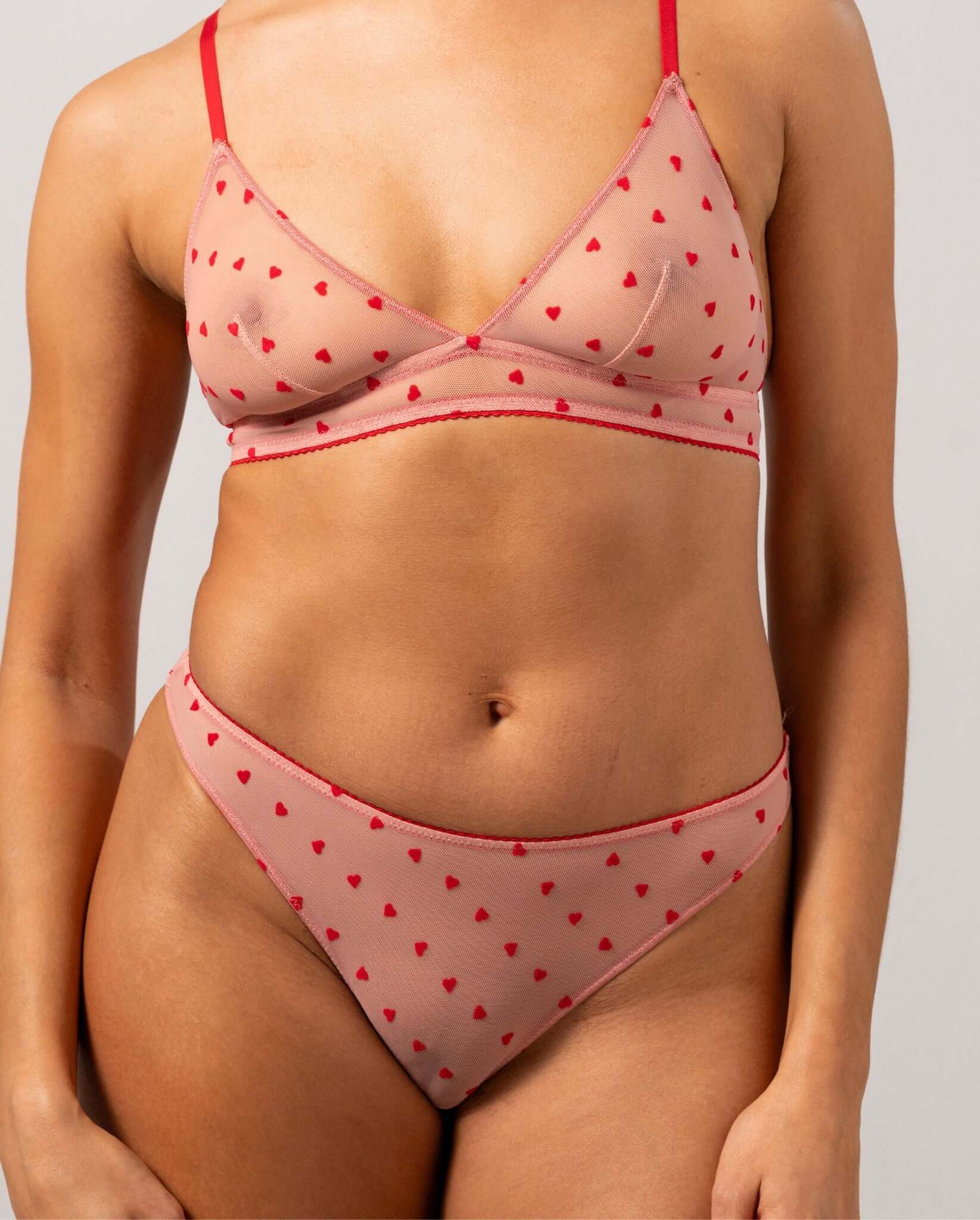 Mesh Bikini Briefs Pale Pink/Deep Red - Image 8