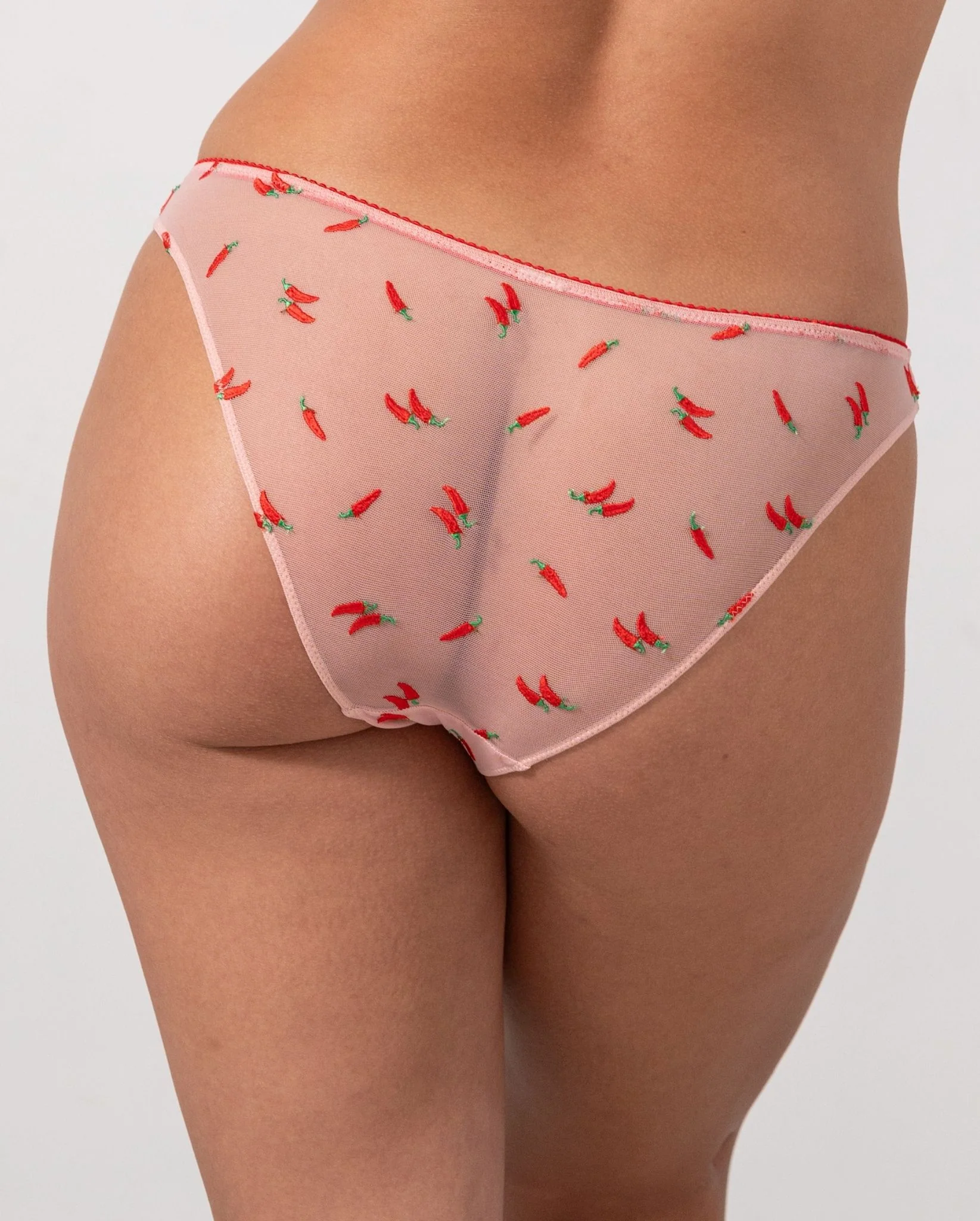 Mesh Bikini Briefs Powder Pink/Fiery Red - Image 3