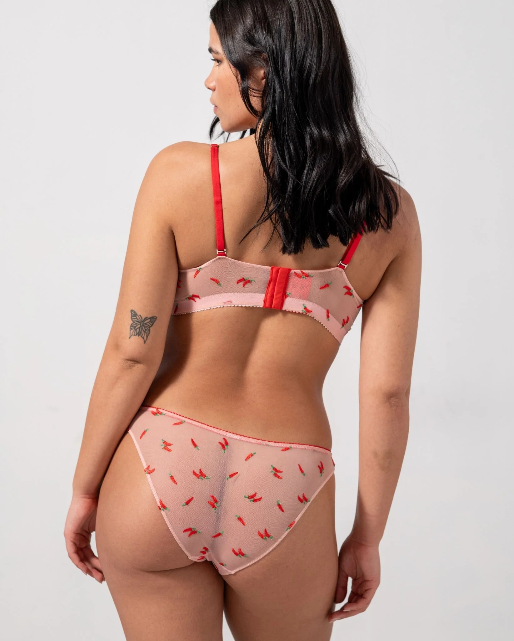 Mesh Bikini Briefs Powder Pink/Fiery Red - Image 4