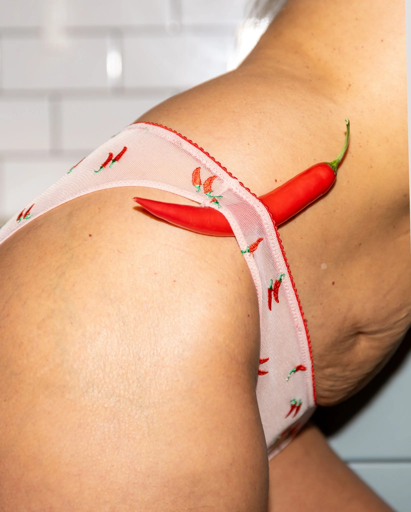 Mesh Bikini Briefs Powder Pink/Fiery Red - Image 8