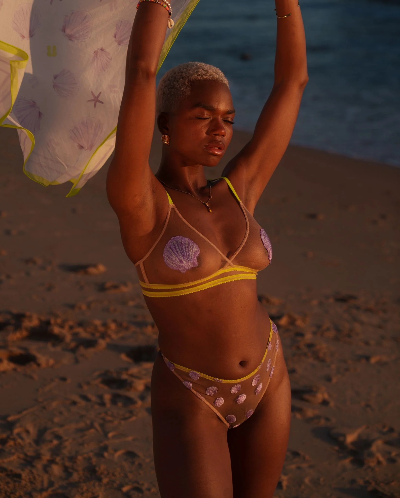 Mesh Bikini Briefs Warm Nude/Lilac - Image 7