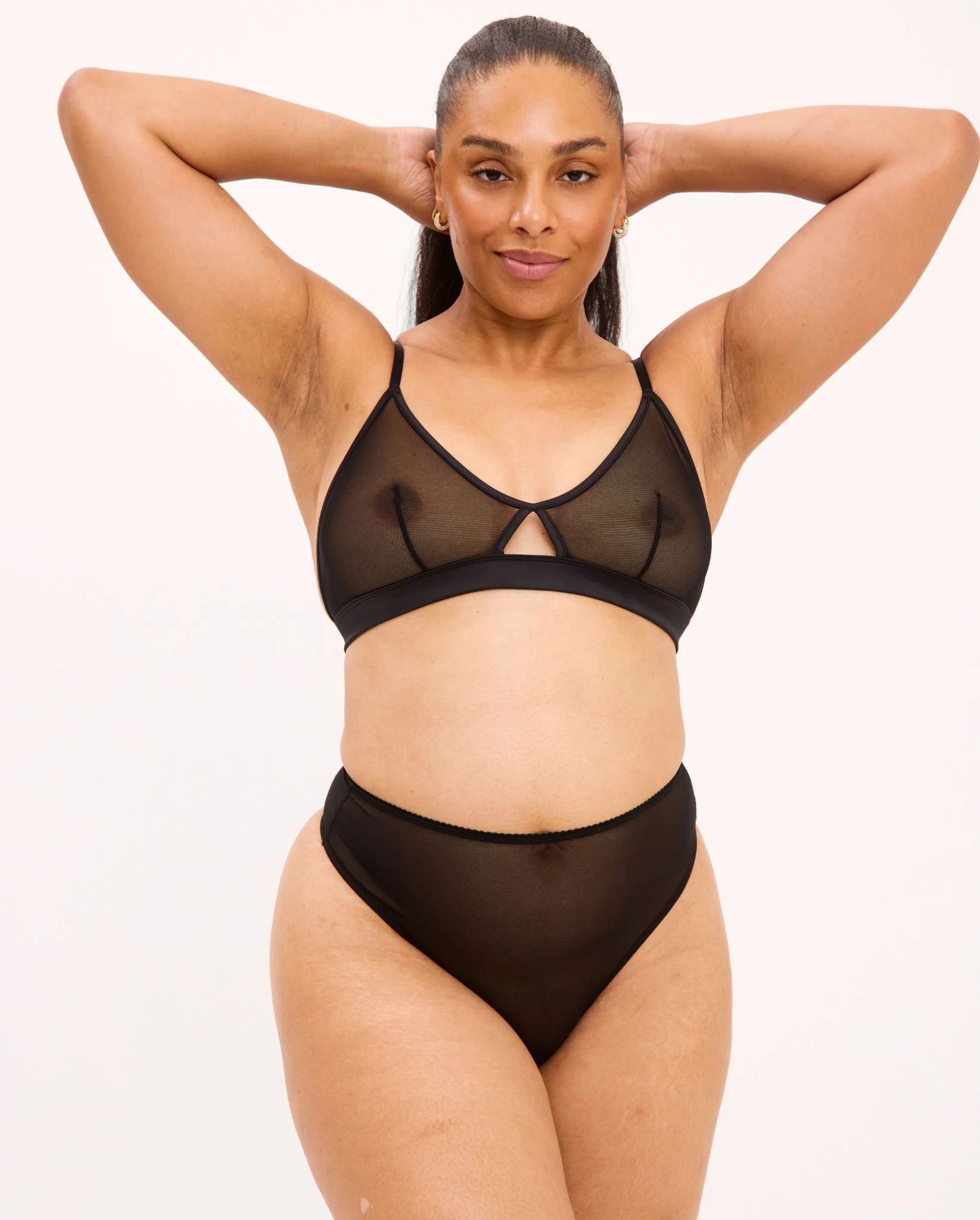 Mesh Cut-Out Triangle Bralette Black - Image 12