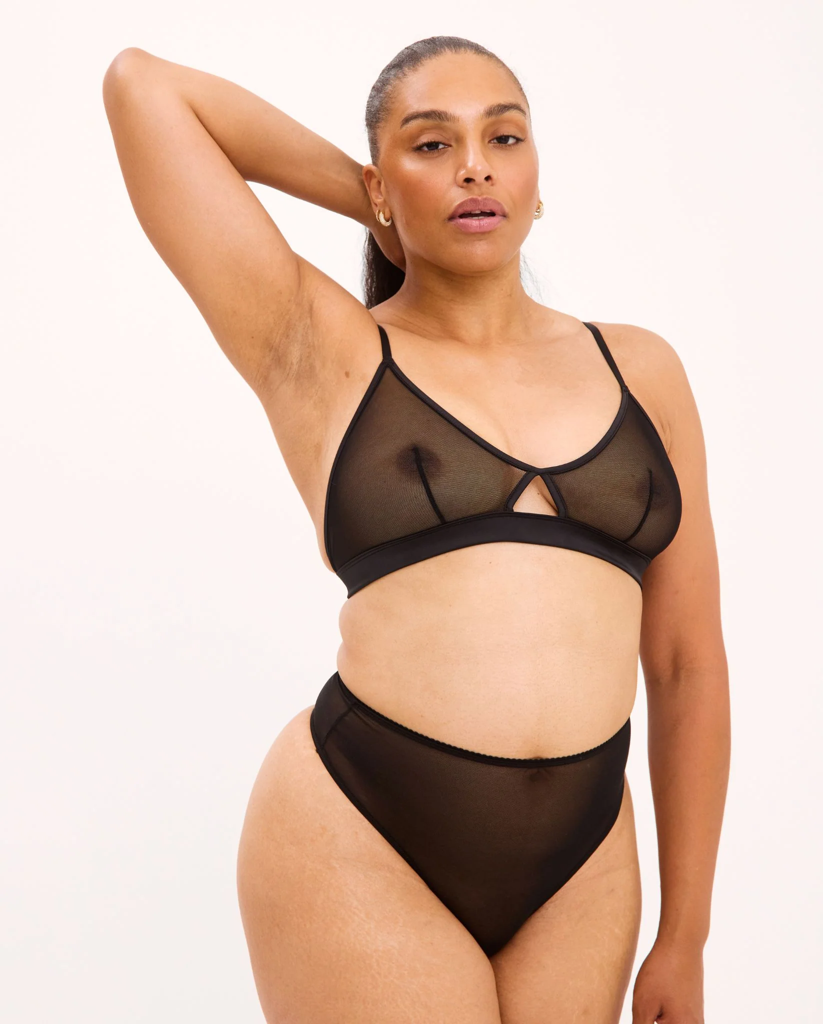 Mesh Cut-Out Triangle Bralette Black - Image 13