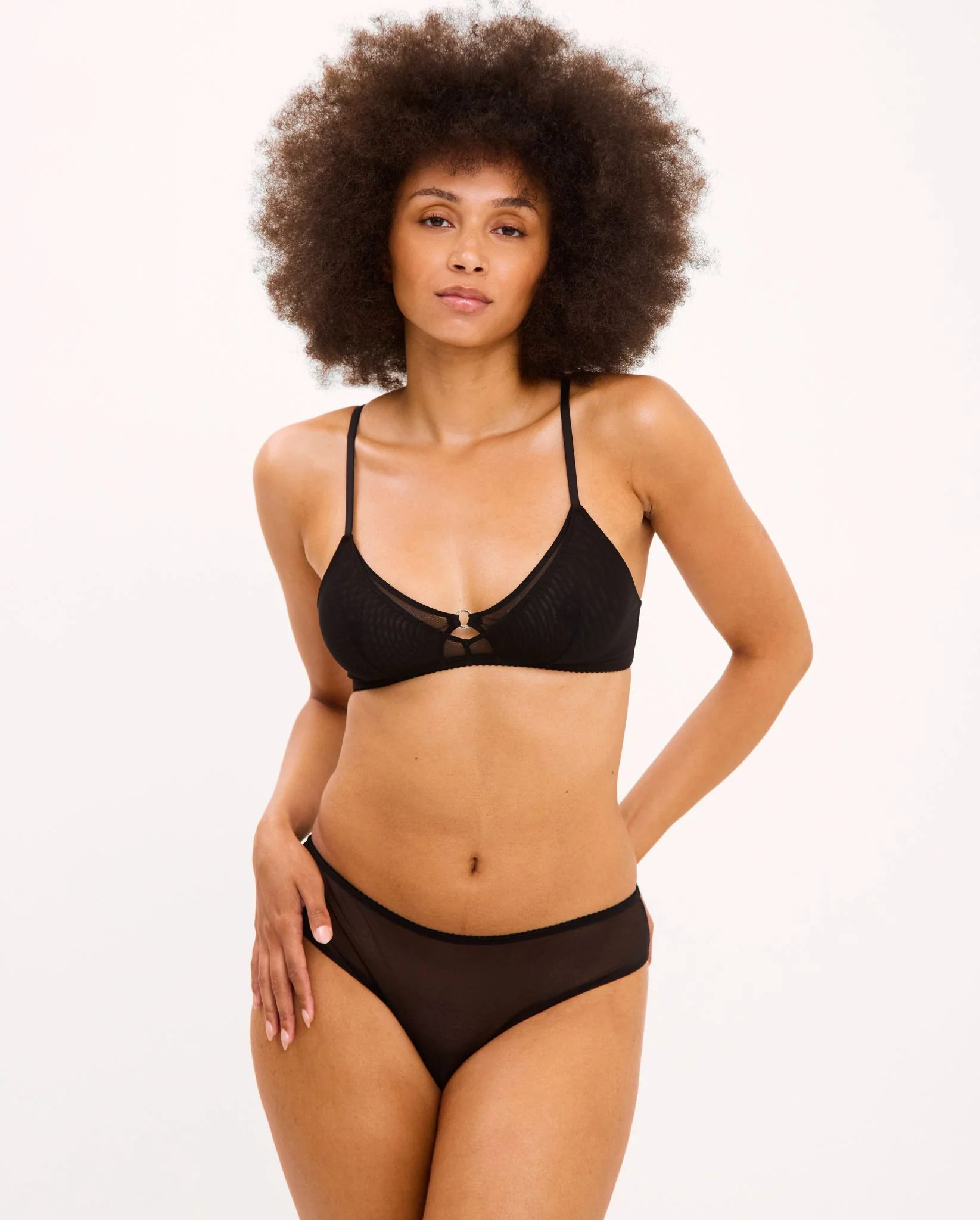 Mesh Double Triangle Bralette Black - Image 5