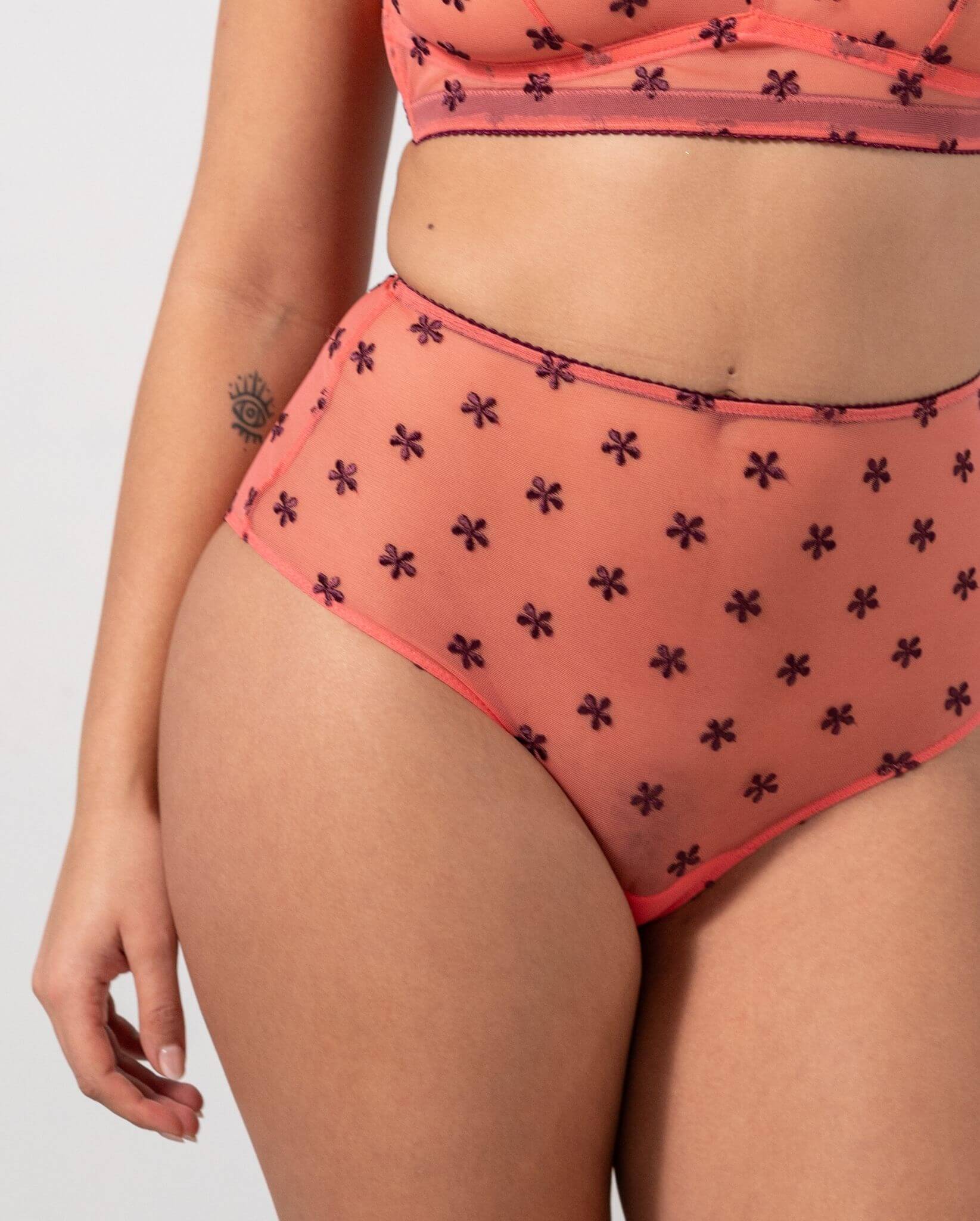 Mesh Highwaist Briefs Coral/Cherry - Image 5