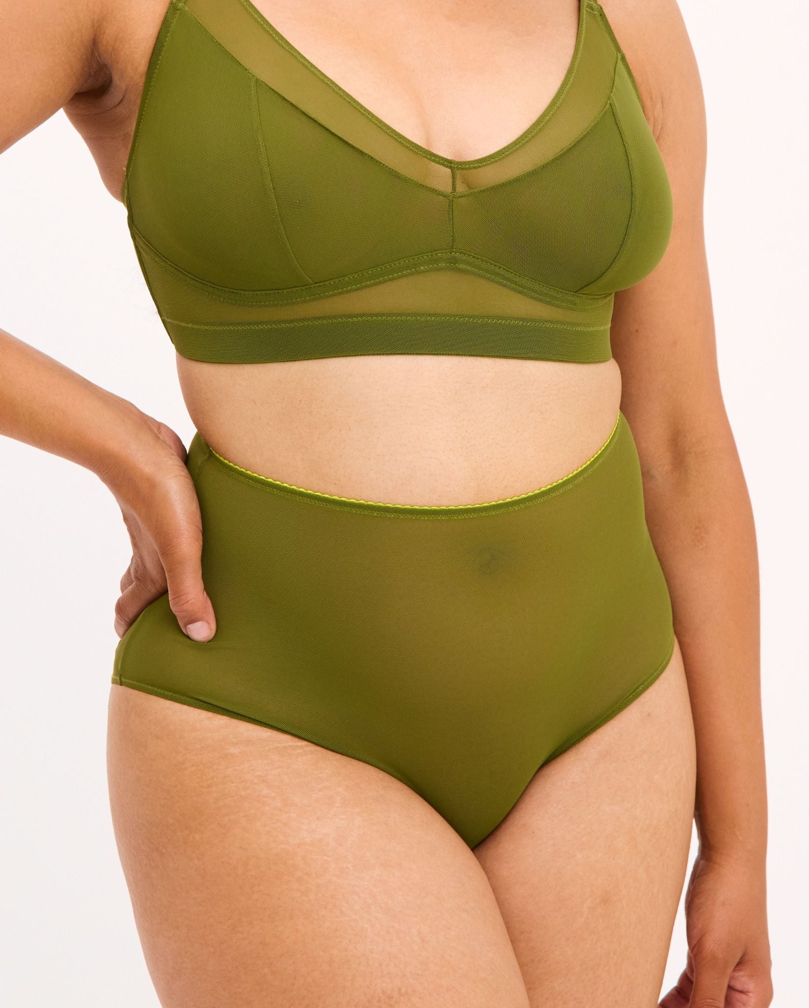 Mesh Highwaist Briefs Olive - Image 3