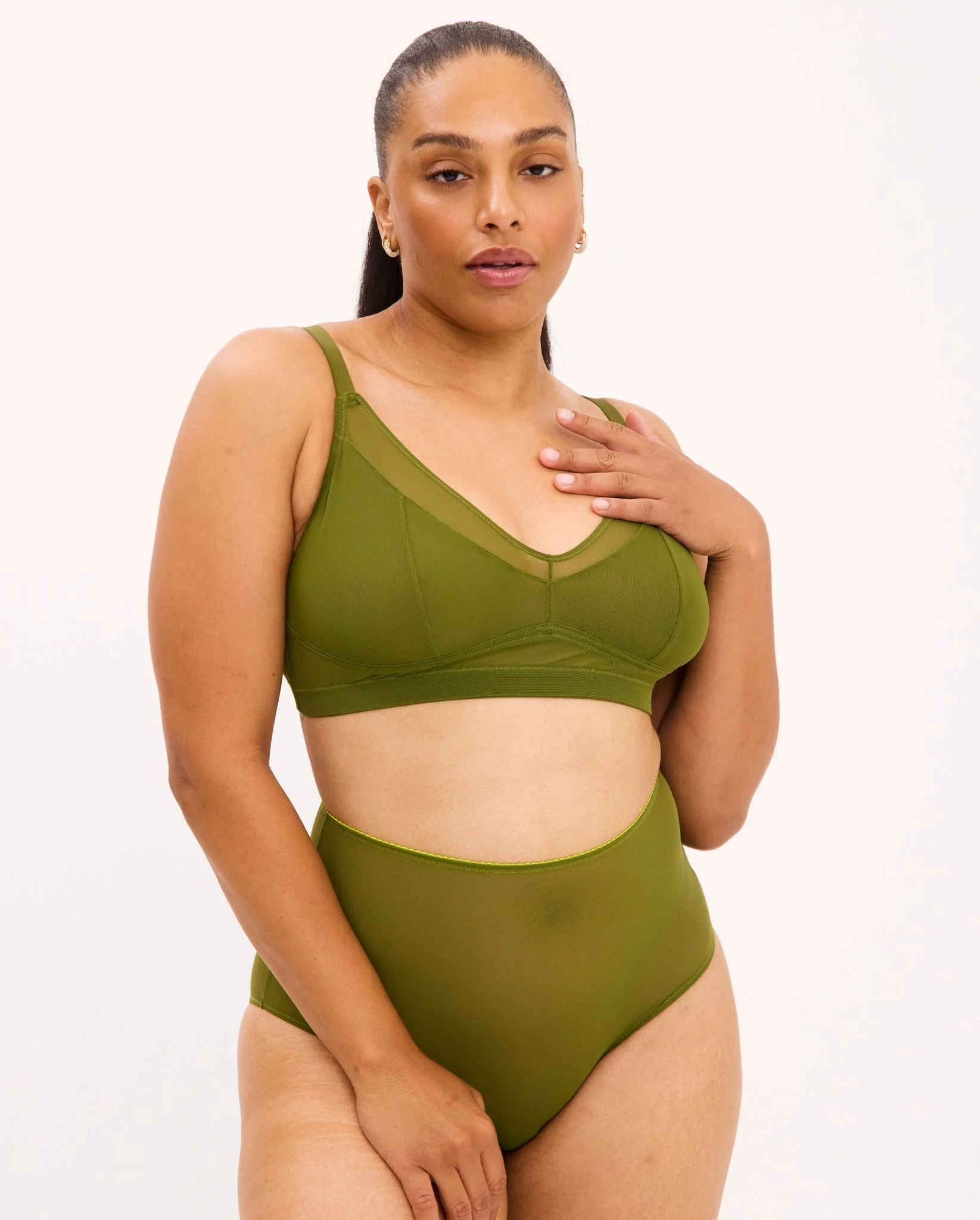 Mesh Highwaist Briefs Olive - Image 7