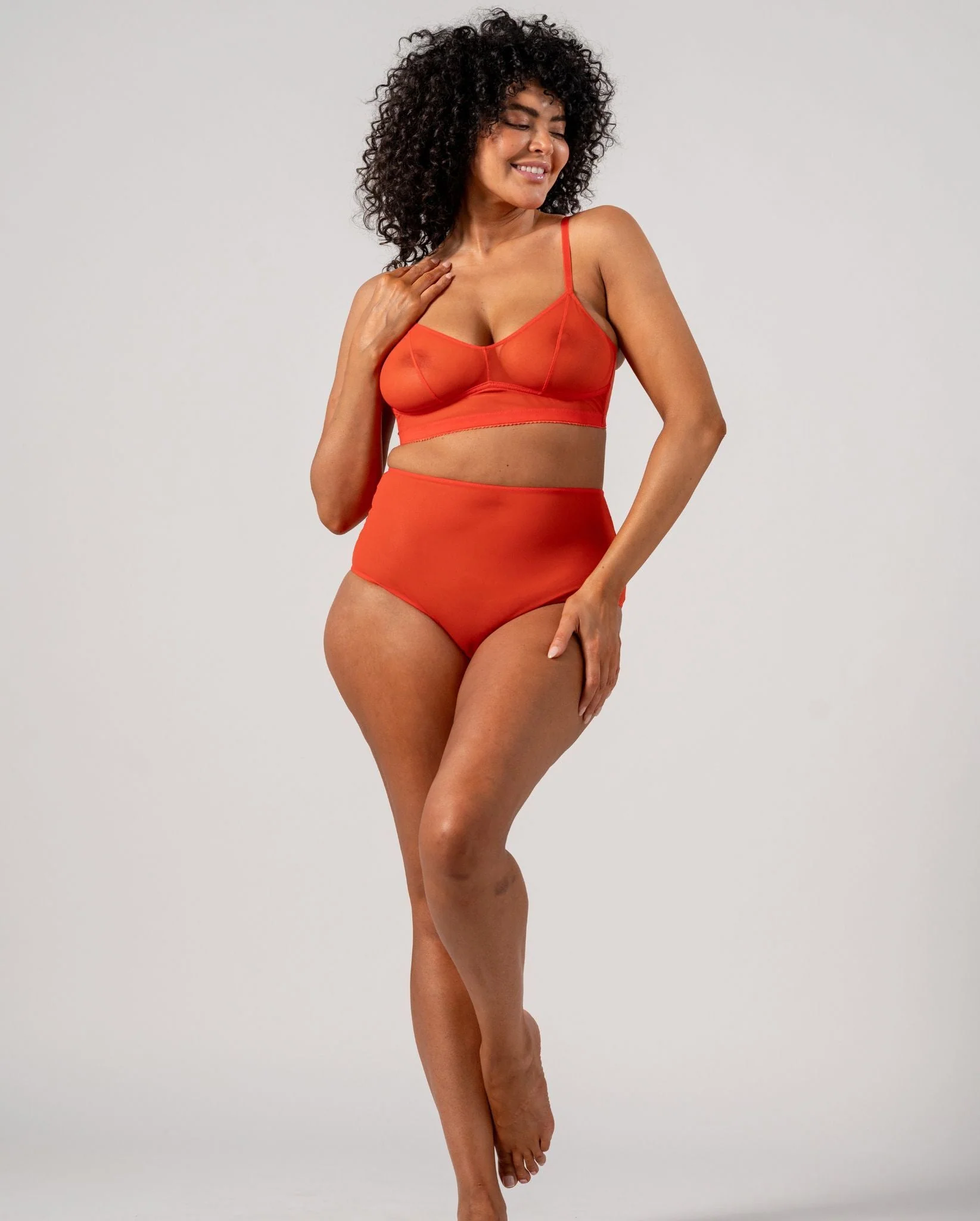 Mesh Highwaist Briefs Fiery Red - Image 10