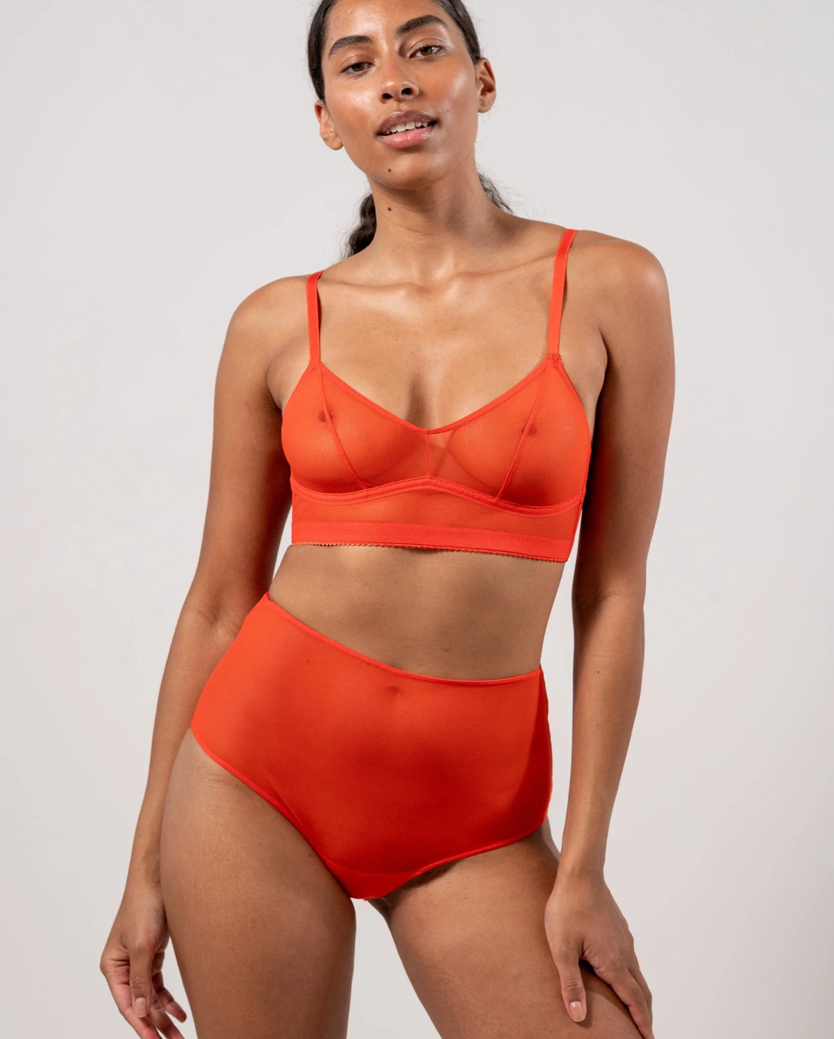Mesh Highwaist Briefs Fiery Red - Image 4