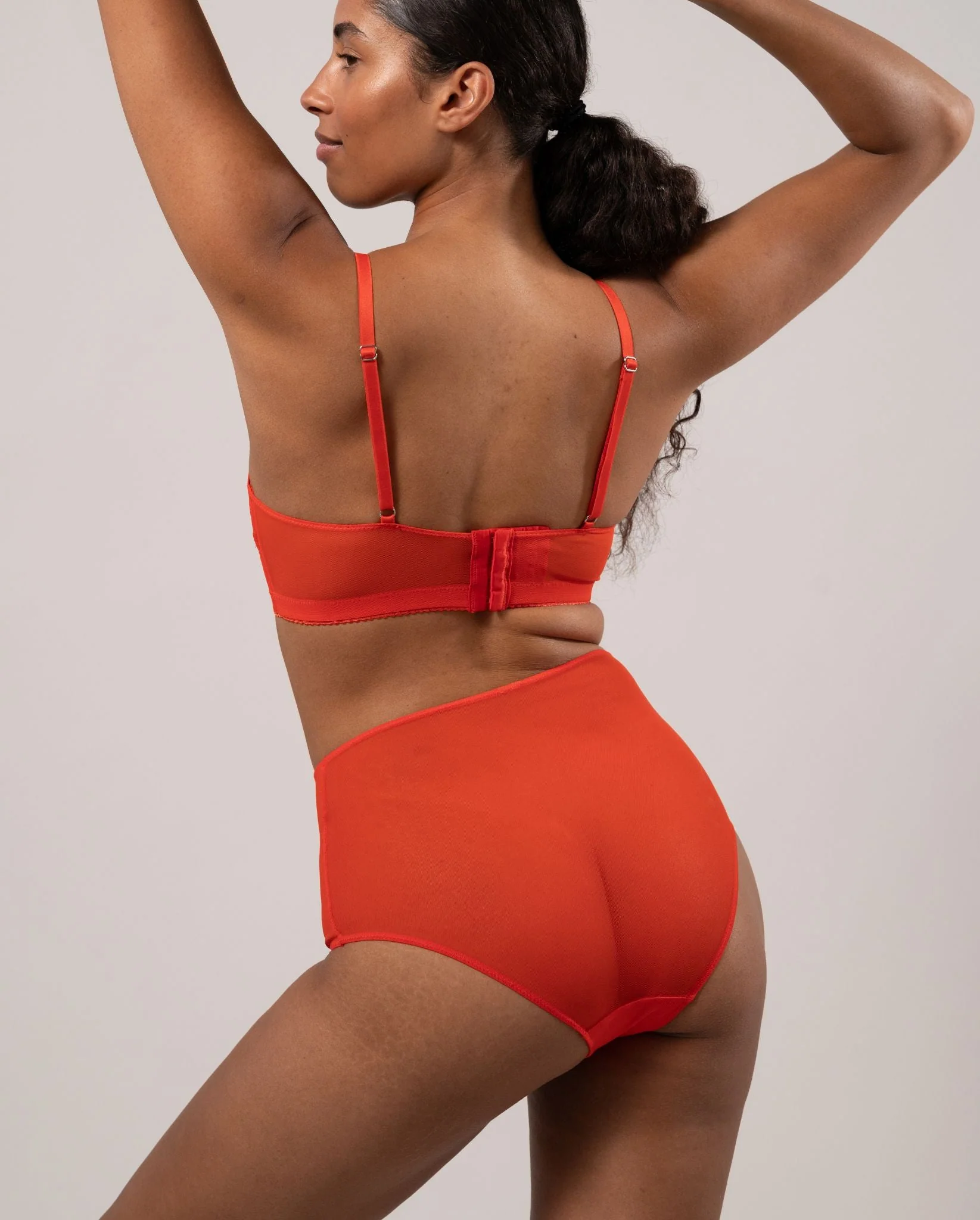Mesh Highwaist Briefs Fiery Red - Image 5