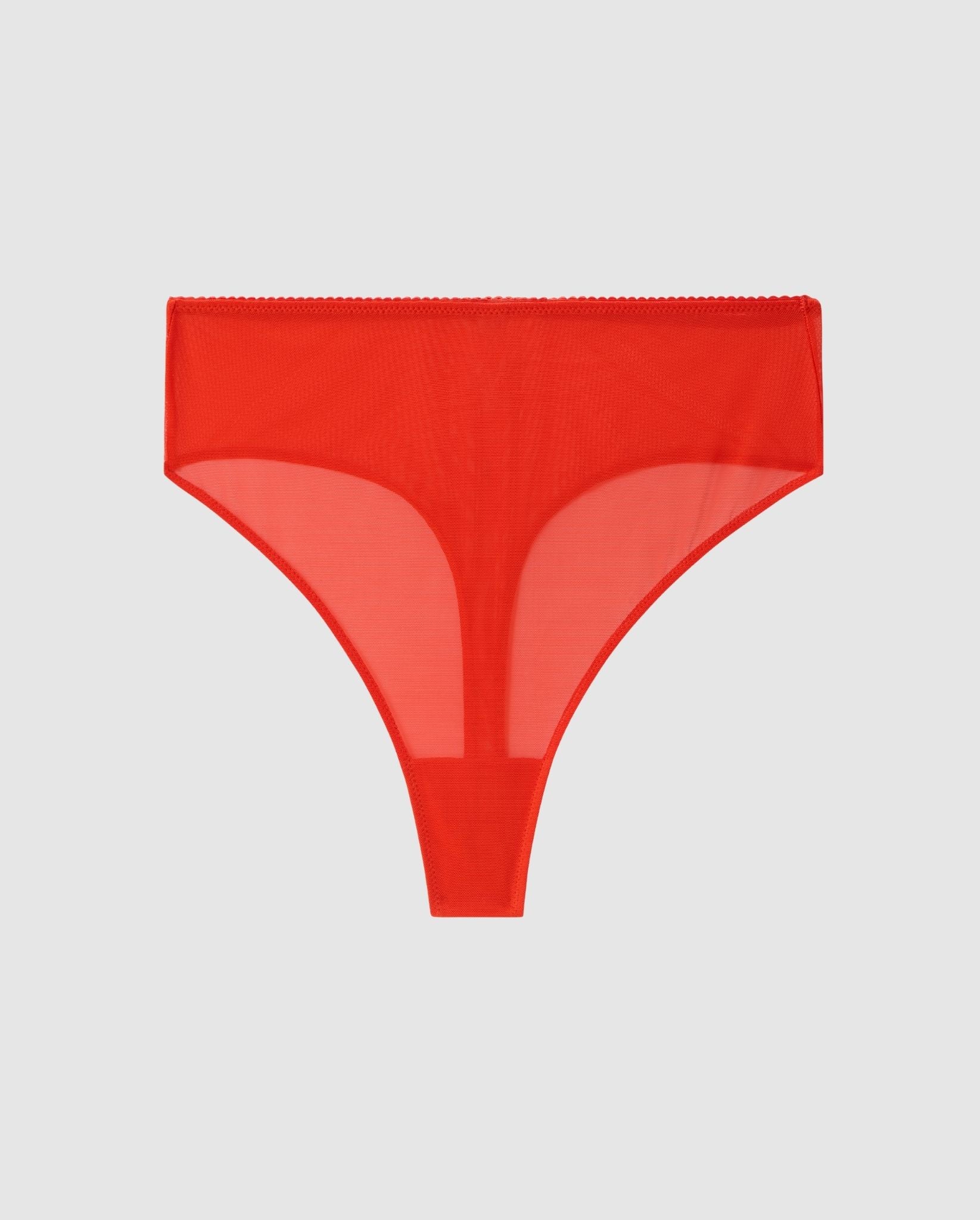 Mesh Highwaist Thong Fiery Red - Image 2