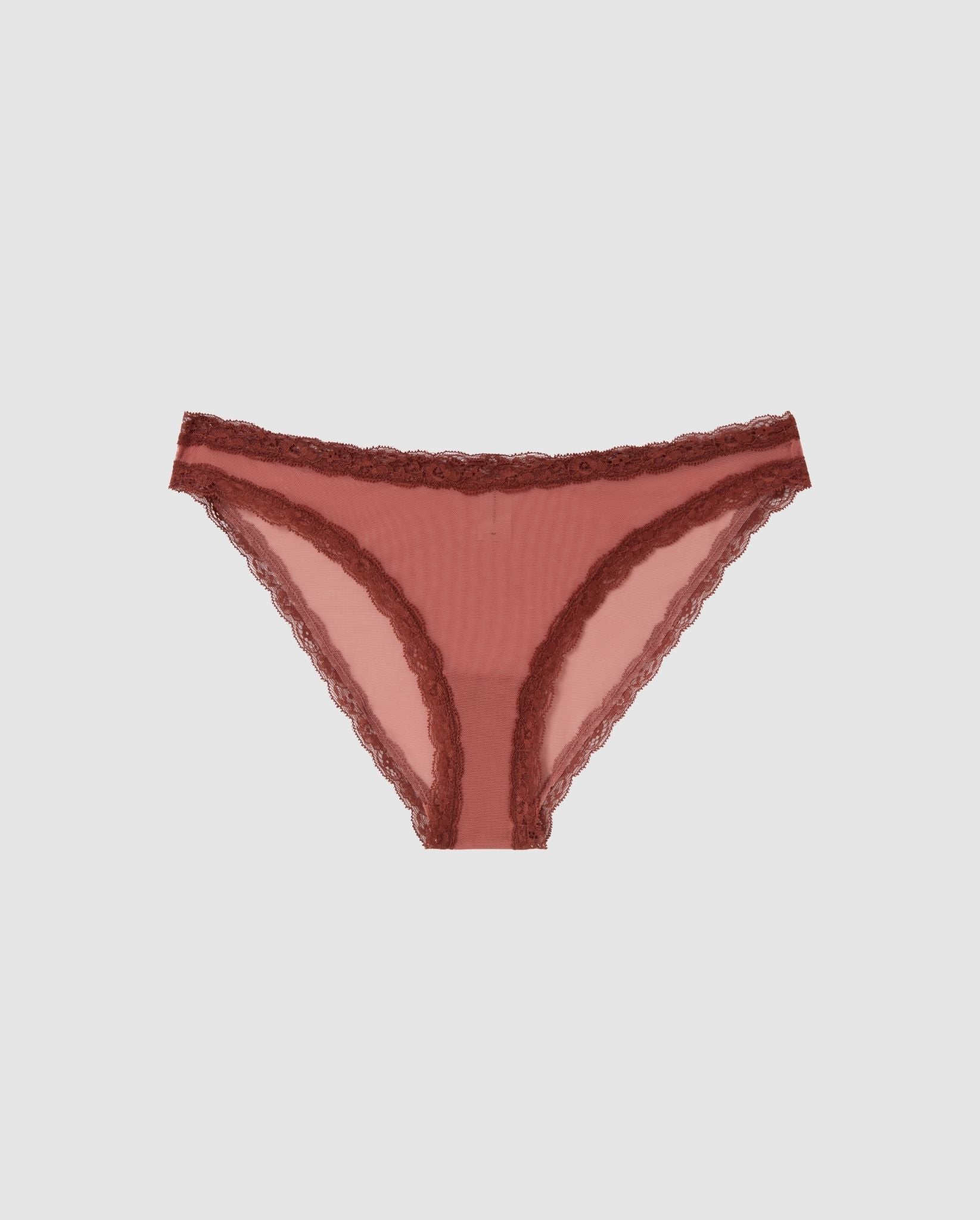 Mesh Lace Trim Bikini Briefs Blush - Image 2
