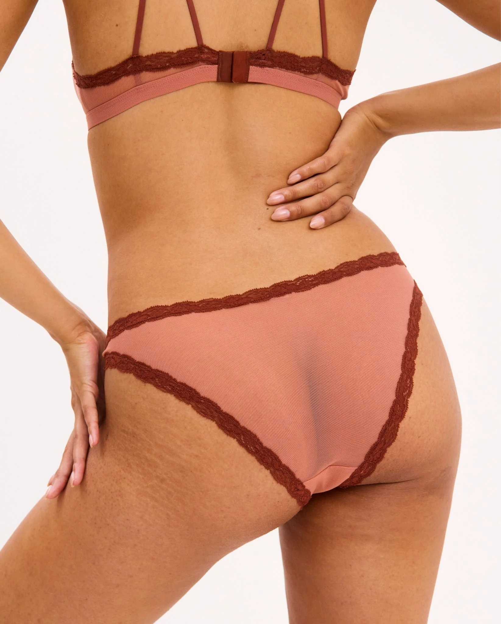 Mesh Lace Trim Bikini Briefs Blush - Image 6